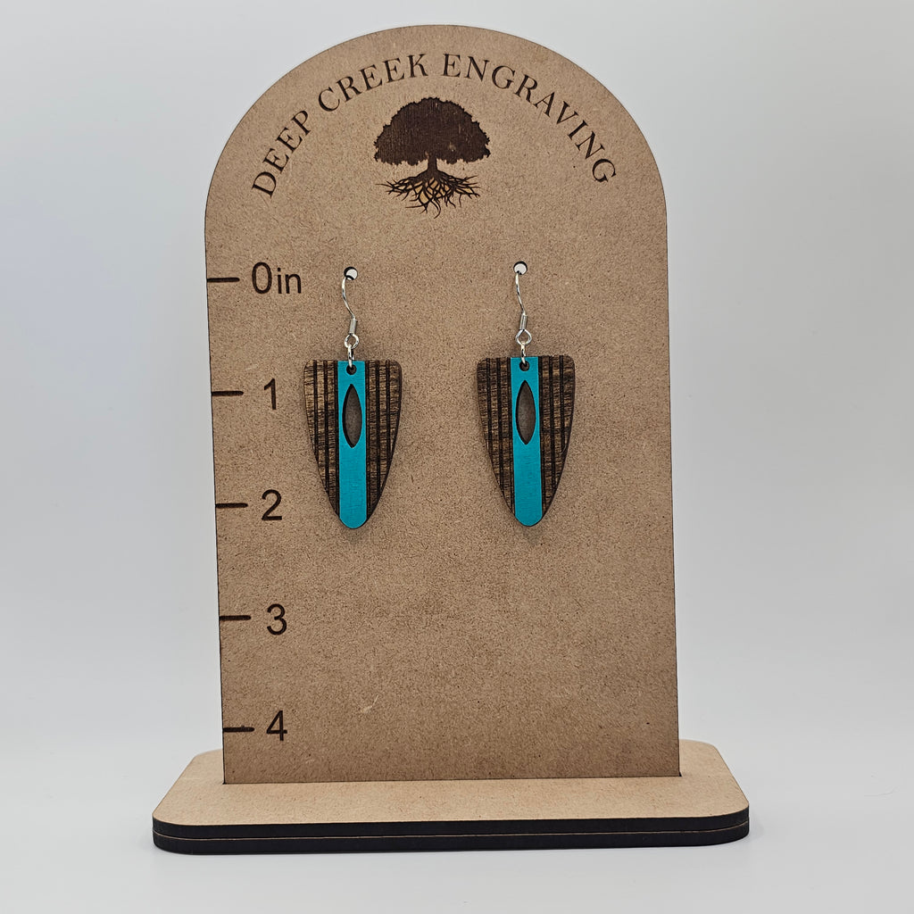 Rustic Turquoise Slat Dangle Earrings | Hand-Painted | Surgical Steel - DEHPP78