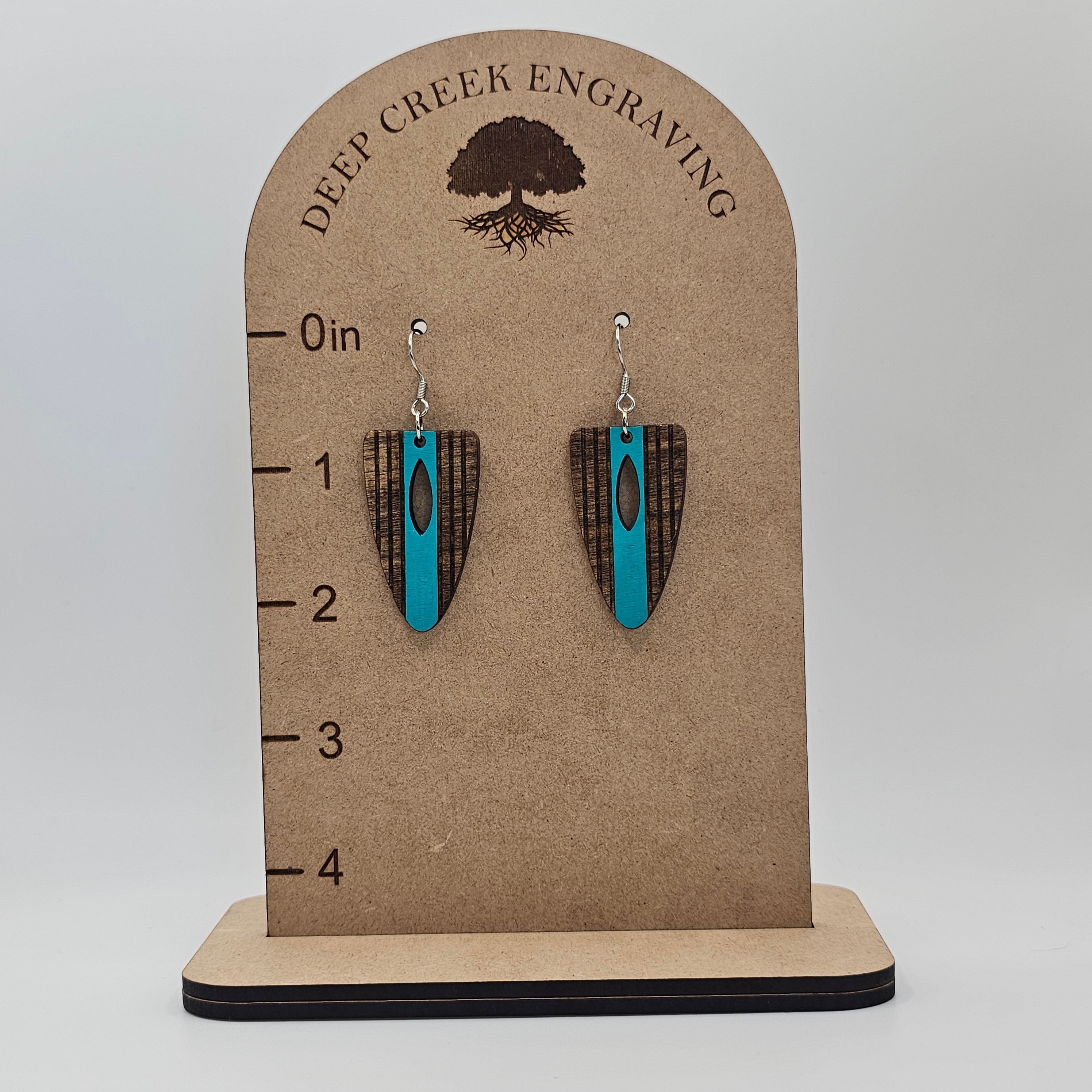 Rustic Turquoise Slat Dangle Earrings | Hand-Painted | Surgical Steel - DEHPP78