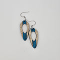 Blue Stripe Cutout Dangle Earrings | Hand-Painted | Surgical Steel - DEHPP79