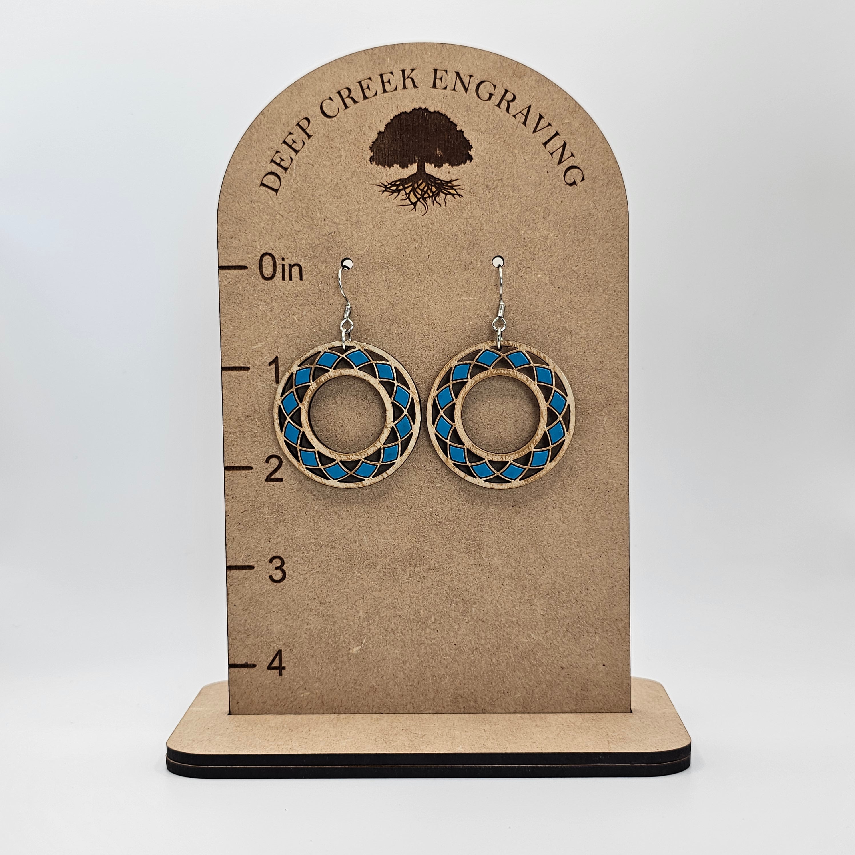 Santorini Mosaic Circle Dangle Earrings | Hand-Painted | Surgical Steel - DEHPP8-B