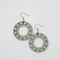 Peppermint Mosaic Circle Dangle Earrings | Hand-Painted | Surgical Steel - DEHPP8-P
