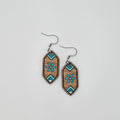 Turquoise Floral Diamond Dangle Earrings | Hand-Painted | Surgical Steel - DEHPP82