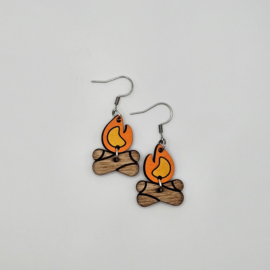 Campfire Dangle Earrings | Hand-Painted | Surgical Steel - DEHPP86