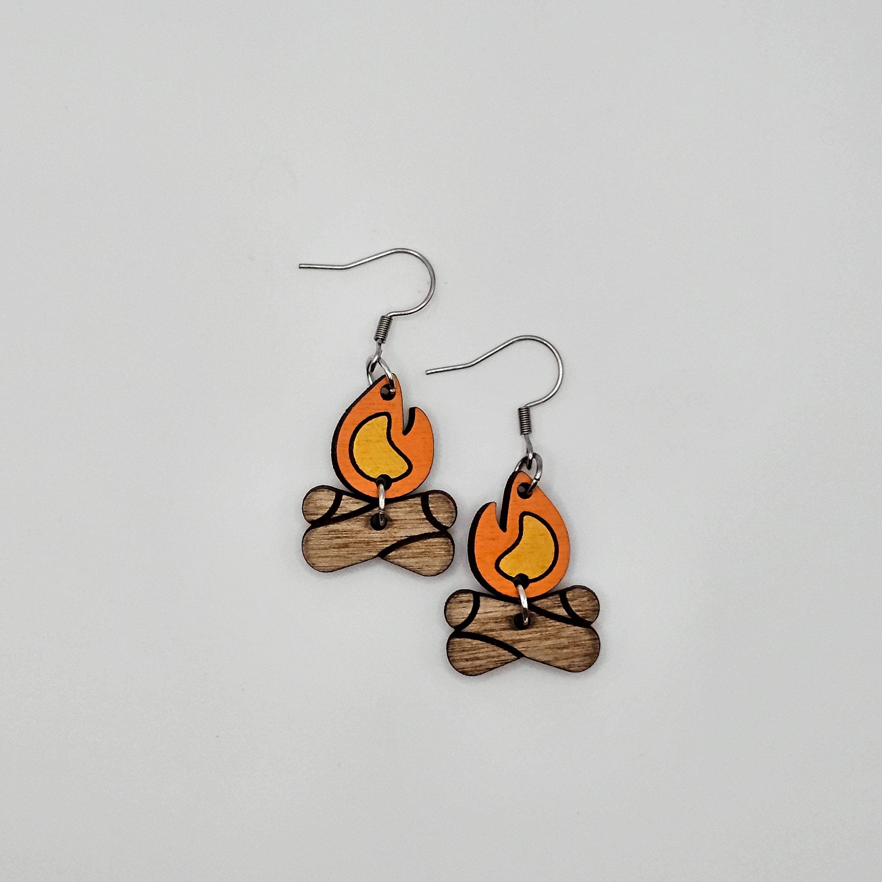 Campfire Dangle Earrings | Hand-Painted | Surgical Steel - DEHPP86