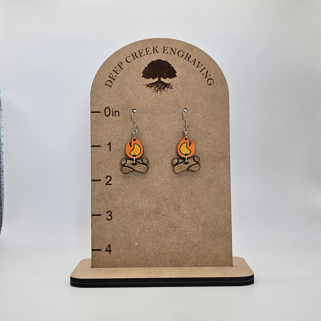 Campfire Dangle Earrings | Hand-Painted | Surgical Steel - DEHPP86