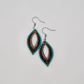Turquoise Feather Leaf Dangle Earrings | Hand-Painted | Surgical Steel - DEHPP87