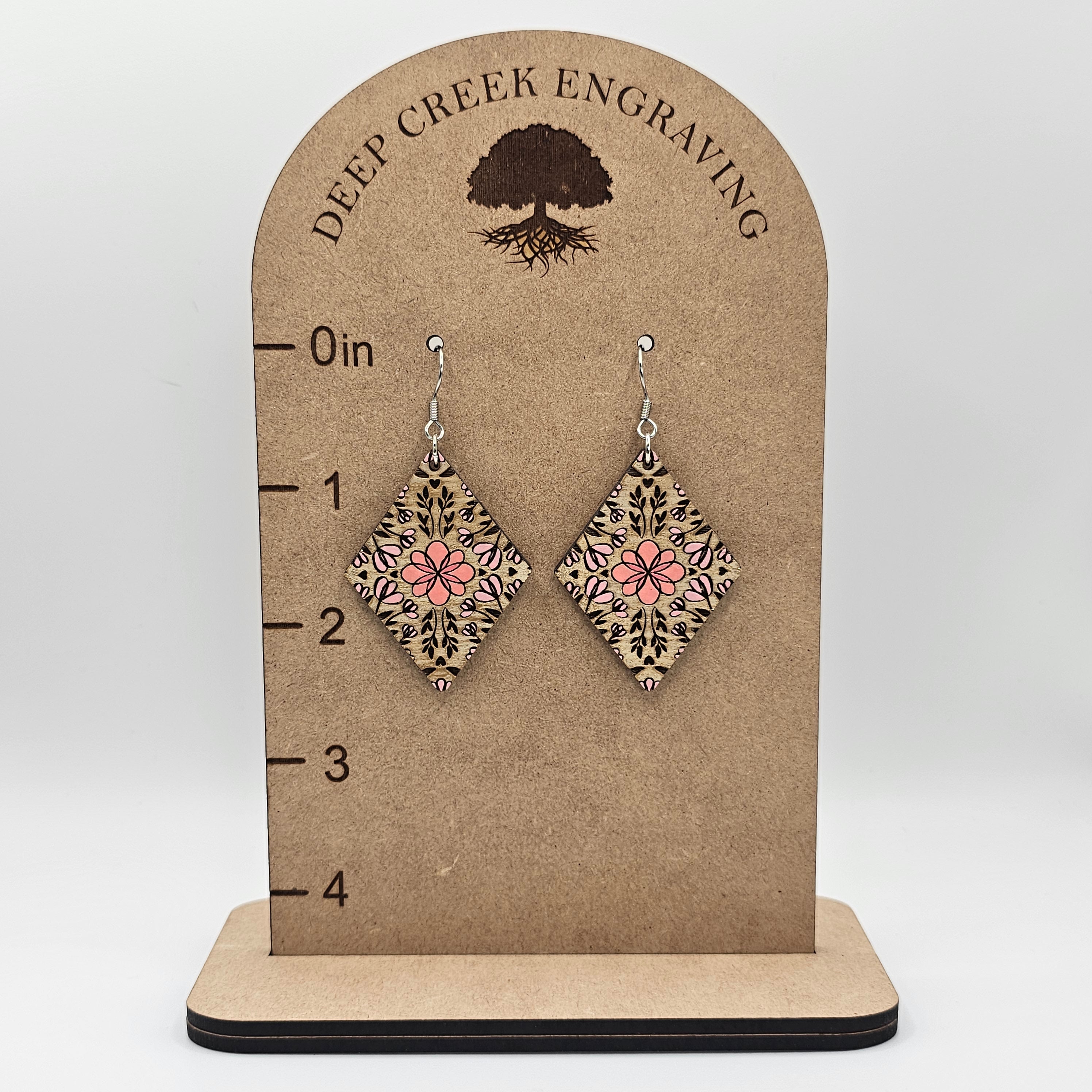 Country Garden Diamonds Dangle Earrings | Hand-Painted | Surgical Steel - DEHPP9