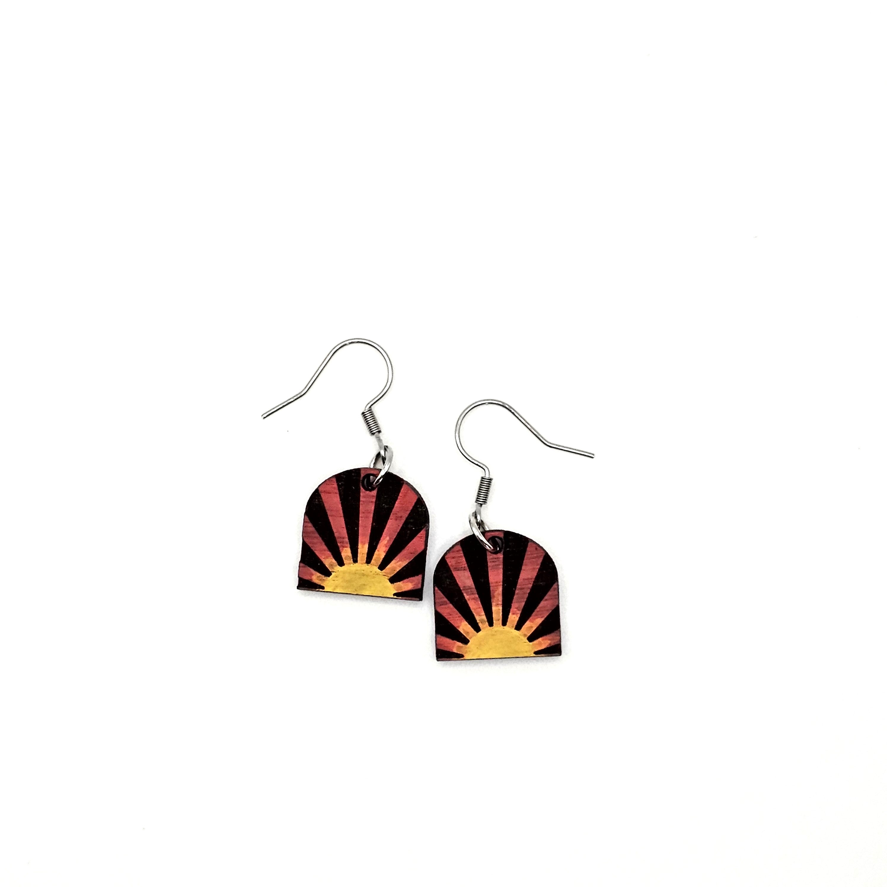 Desert Sunrise Arch Dangle Earrings | Hand-Painted | Surgical Steel - DEHPP92