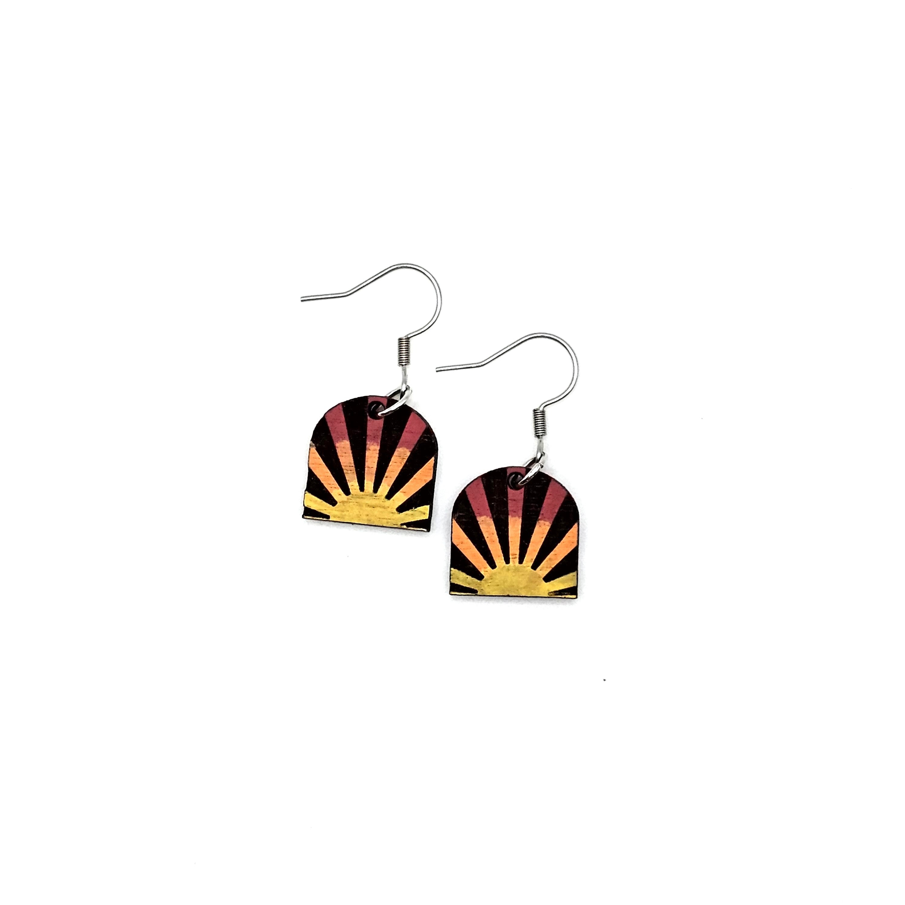 Desert Sunrise Arch Dangle Earrings | Hand-Painted | Surgical Steel - DEHPP92