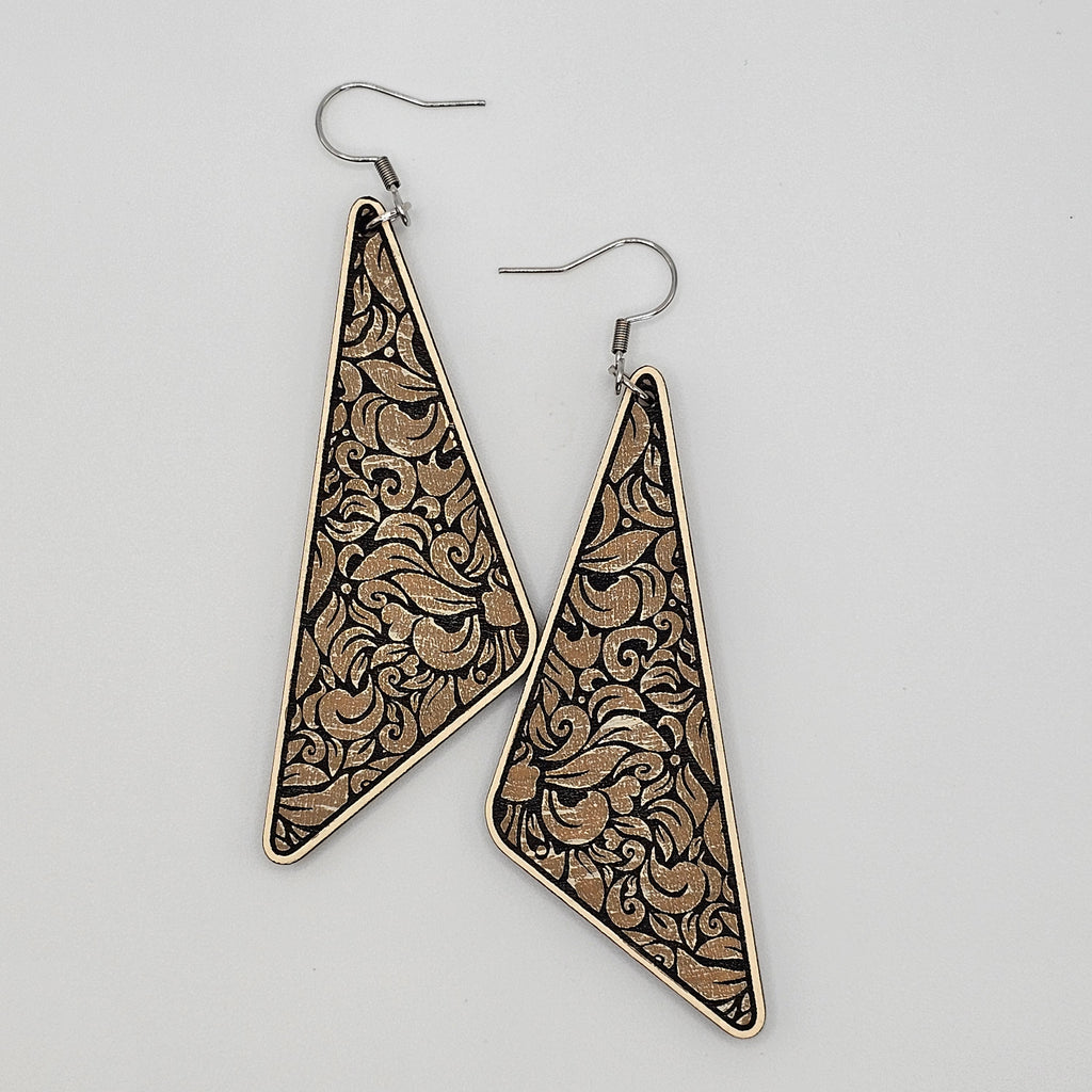 Midnight Floral Triangle Earrings - DEHSC1-L