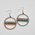 Circle Beaded Dangle Earrings | Laser Cut Wood | Turquoise Stone Beads | Surgical Steel - DEWCR2