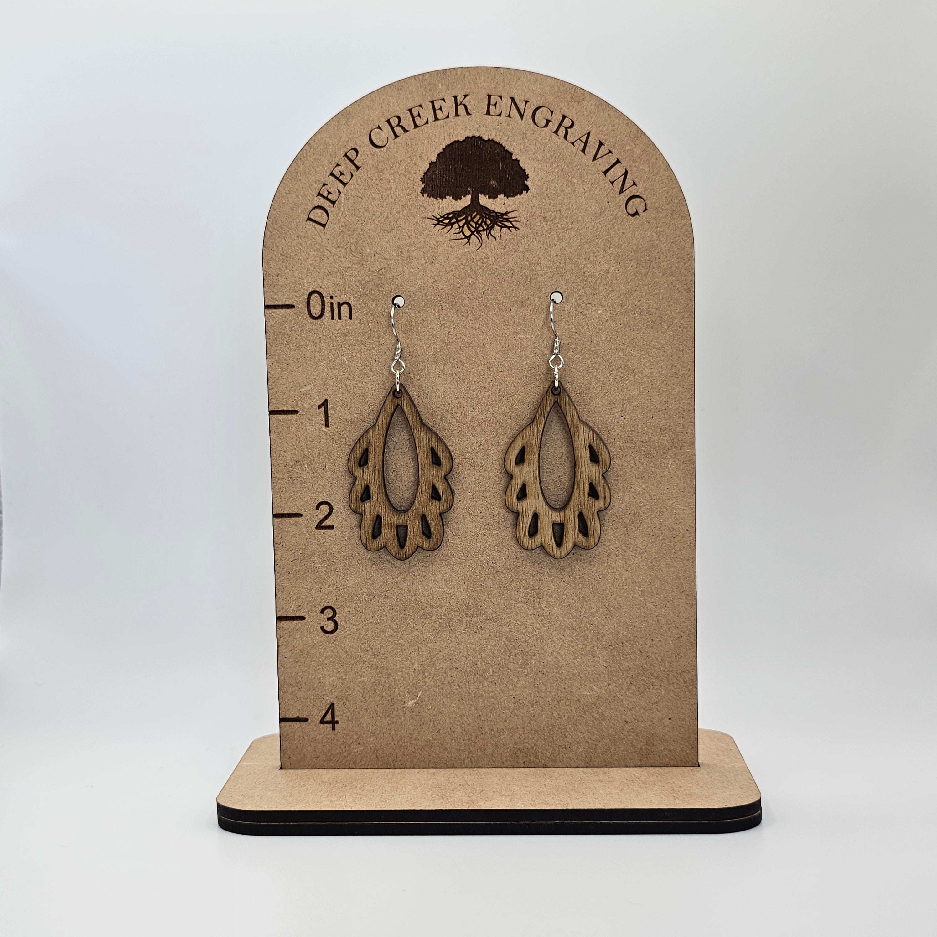 Scalloped Woodland Dangle Earrings | Laser-Cut Wood | Surgical Steel - DEWPP41