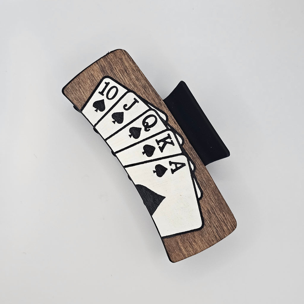 Royal Flush | Large Hand-Painted Wood Hair Claw Clip - LCHDC25