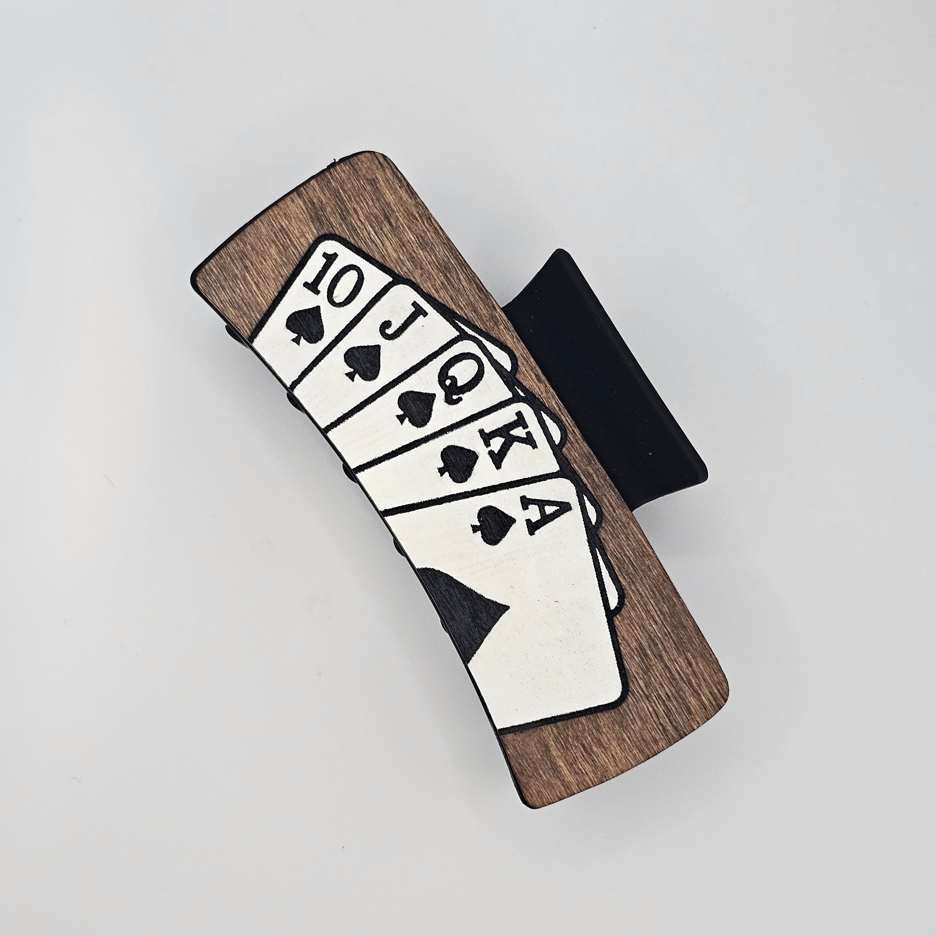 Royal Flush | Large Hand-Painted Wood Hair Claw Clip - LCHDC25