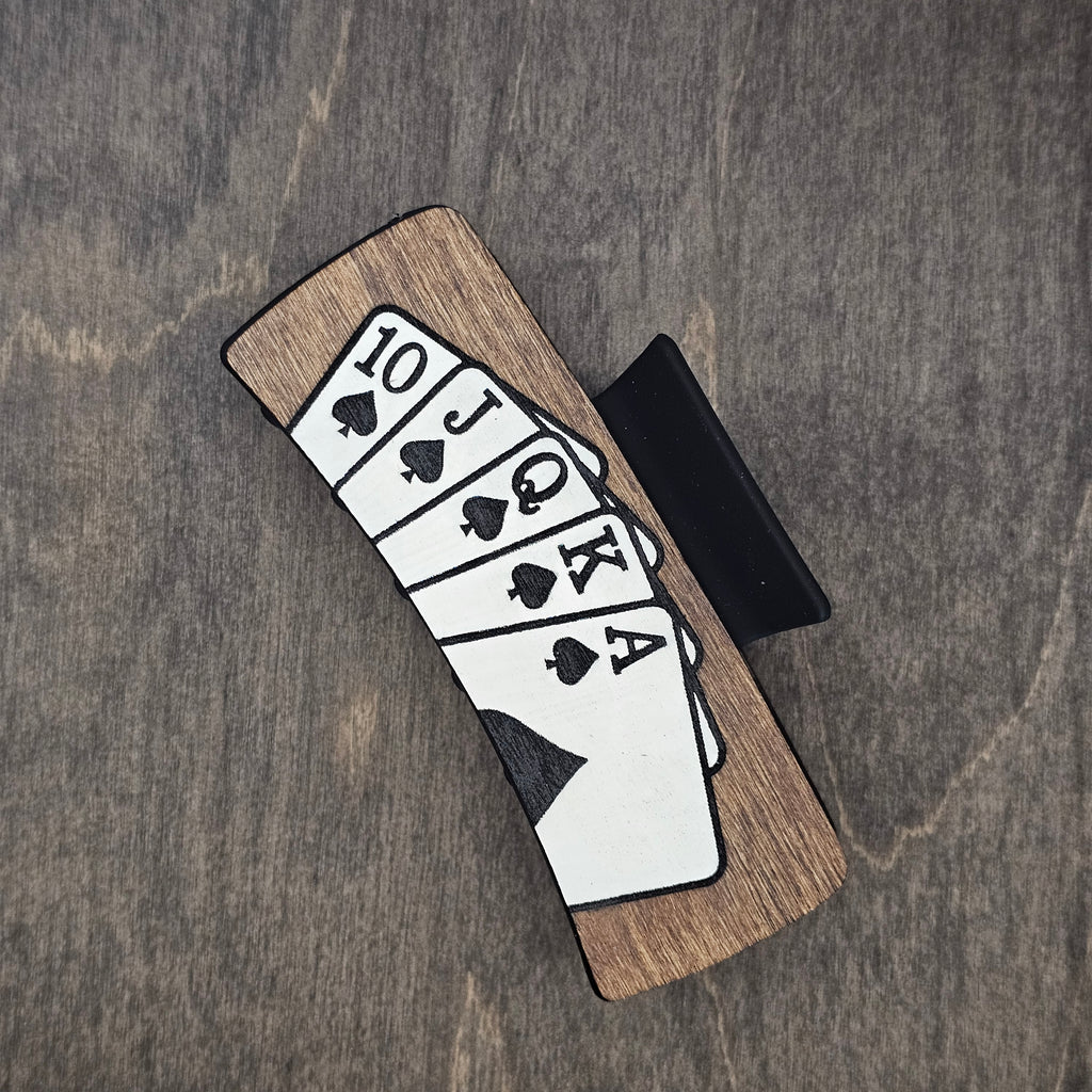 Royal Flush | Large Hand-Painted Wood Hair Claw Clip - LCHDC25