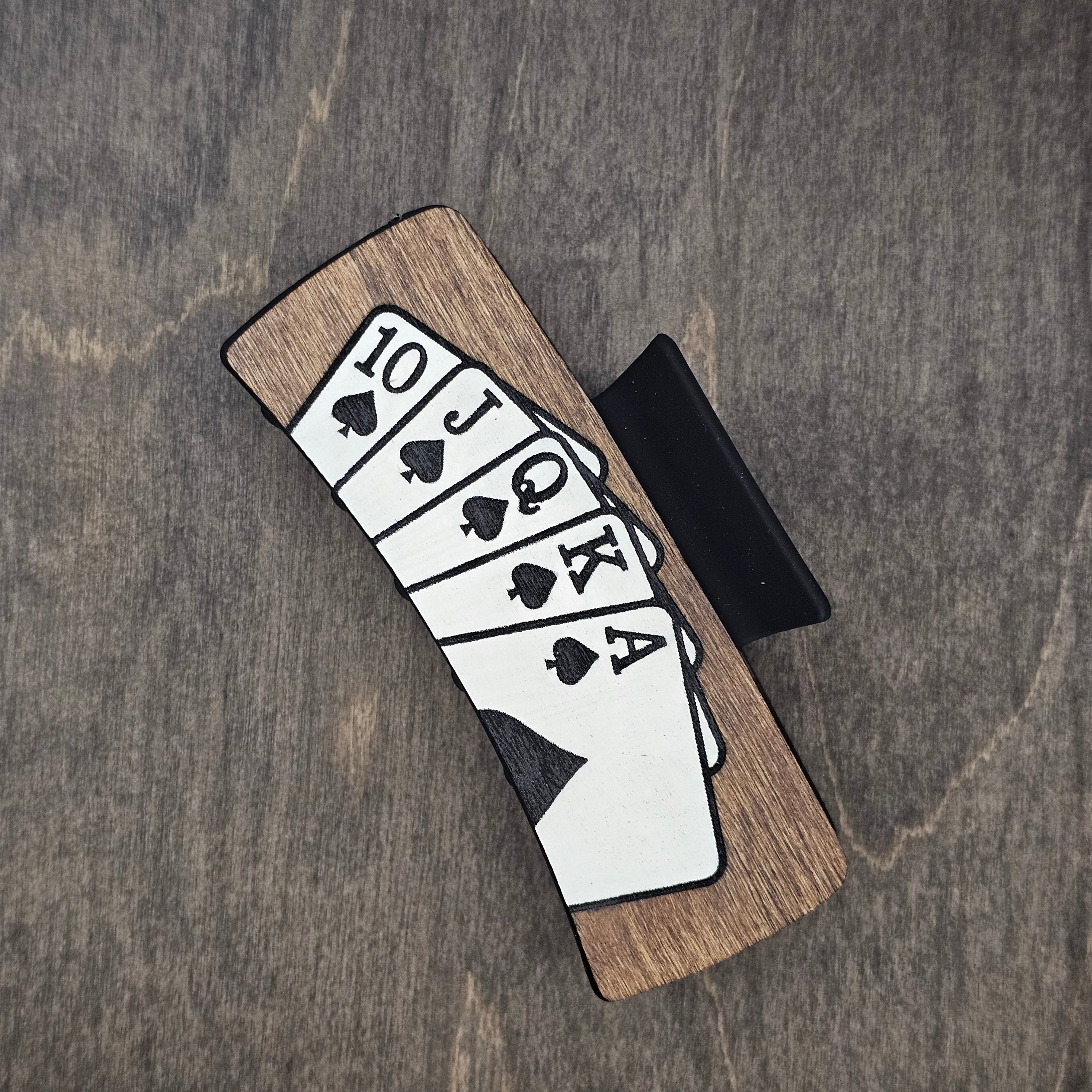 Royal Flush | Large Hand-Painted Wood Hair Claw Clip - LCHDC25