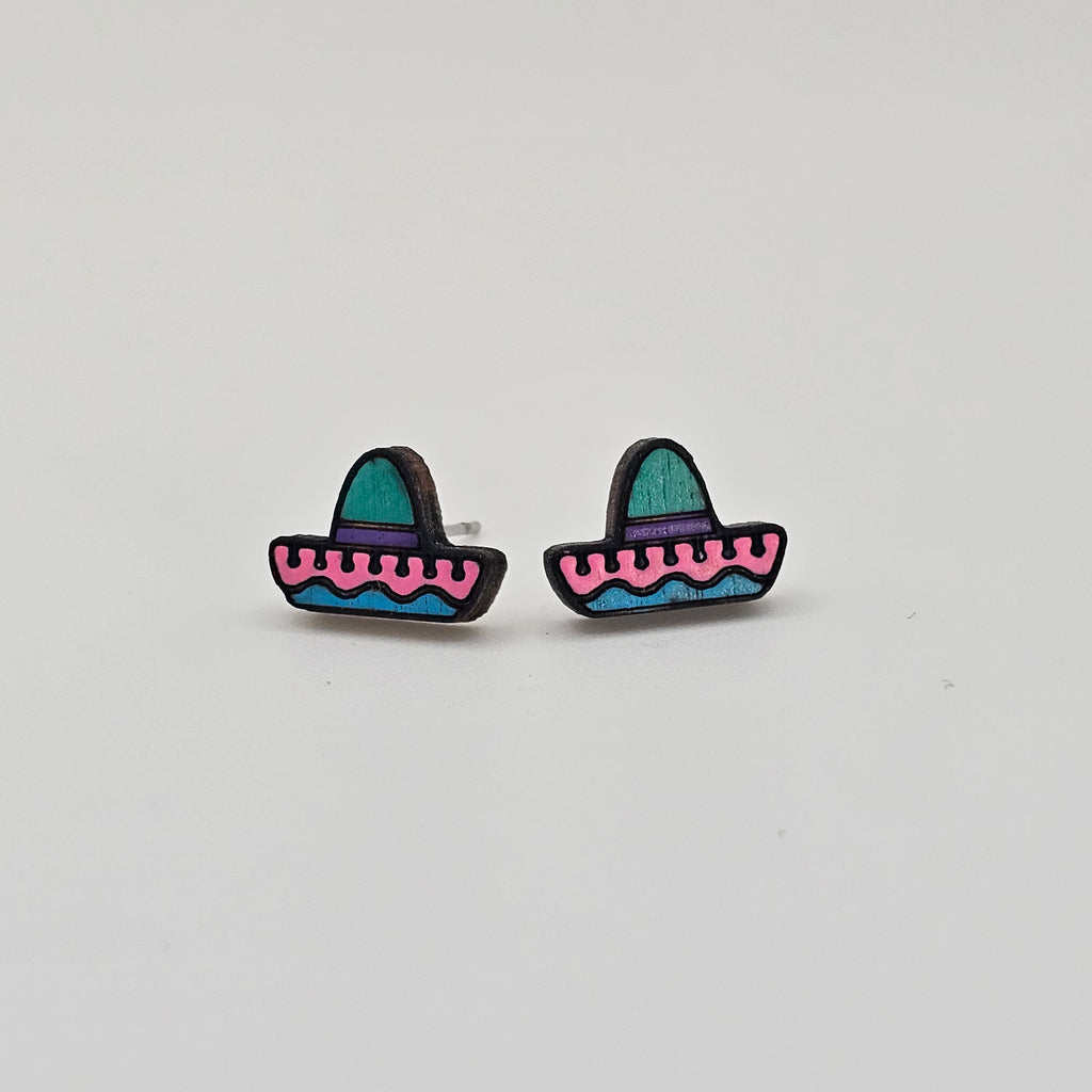 Fiesta Hat Stud Earring | Hand-Painted | Surgical Steel - SEHLH14