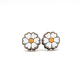 Heart Petal Flower Stud Earrings | Hand-Painted Wood | Surgical Steel - SEHOS11