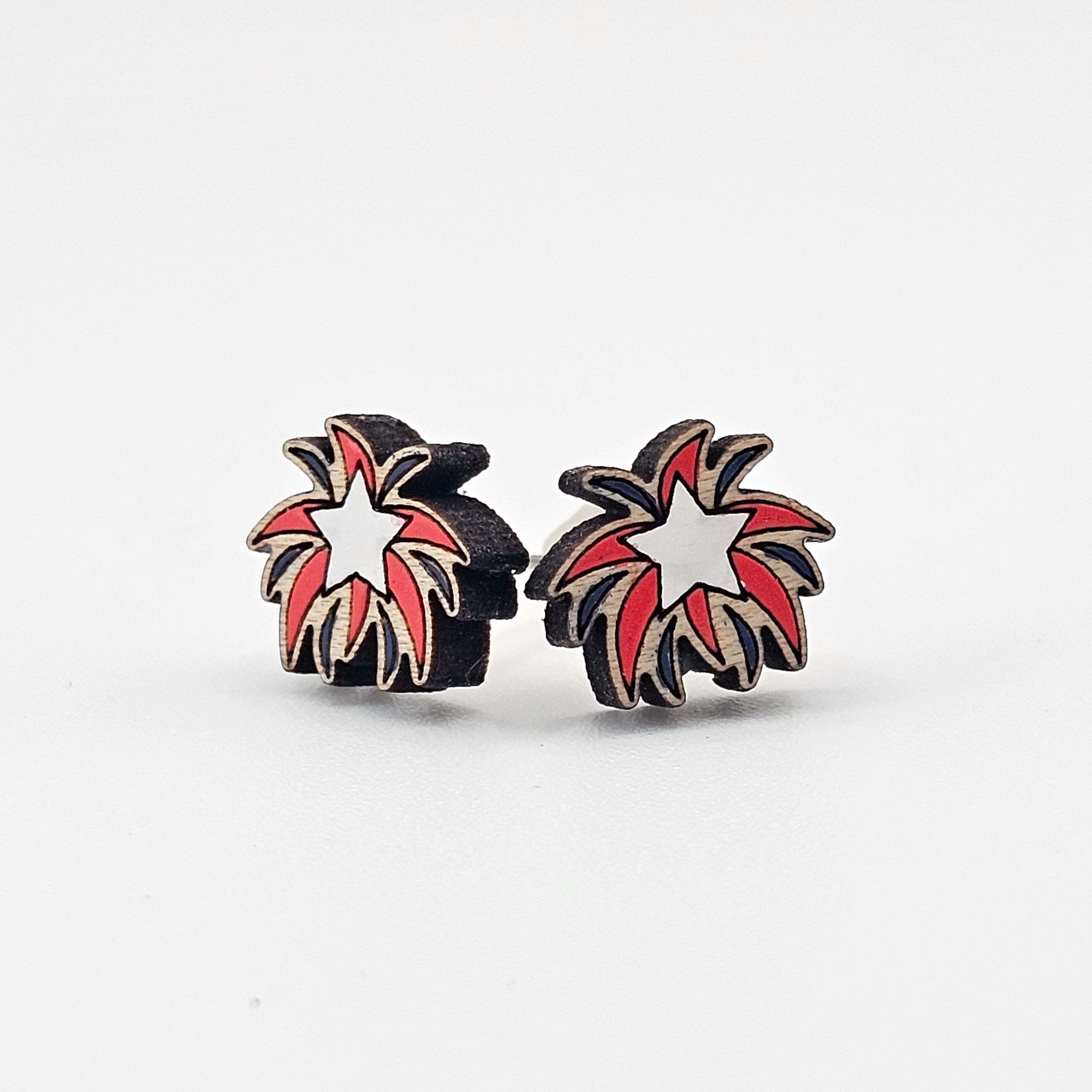 Firecracker Burst Stud Earrings | Hand-Painted | Surgical Steel - SEHOS14