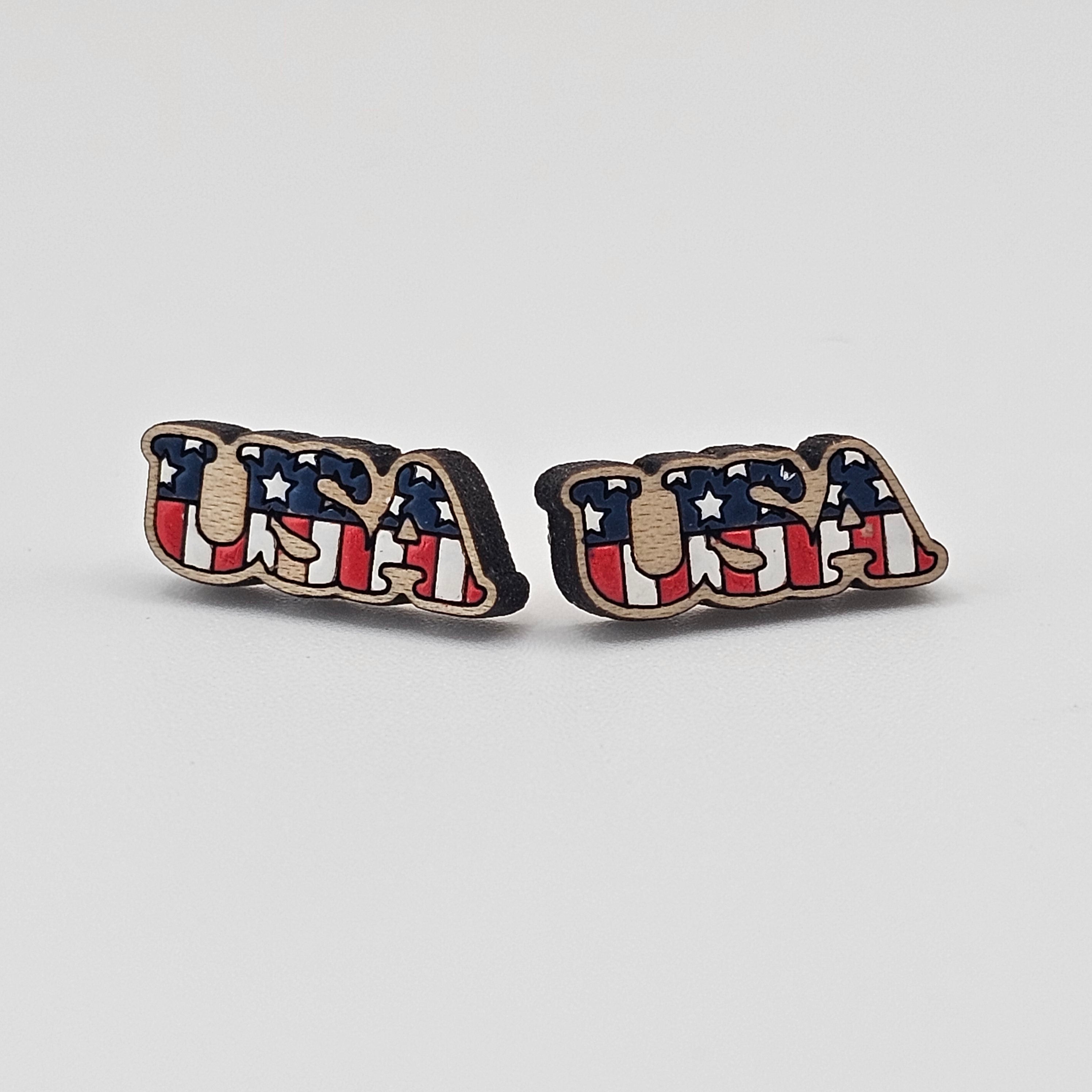 USA Pride Stud Earring | Hand-Painted | Surgical Steel - SEHOS15