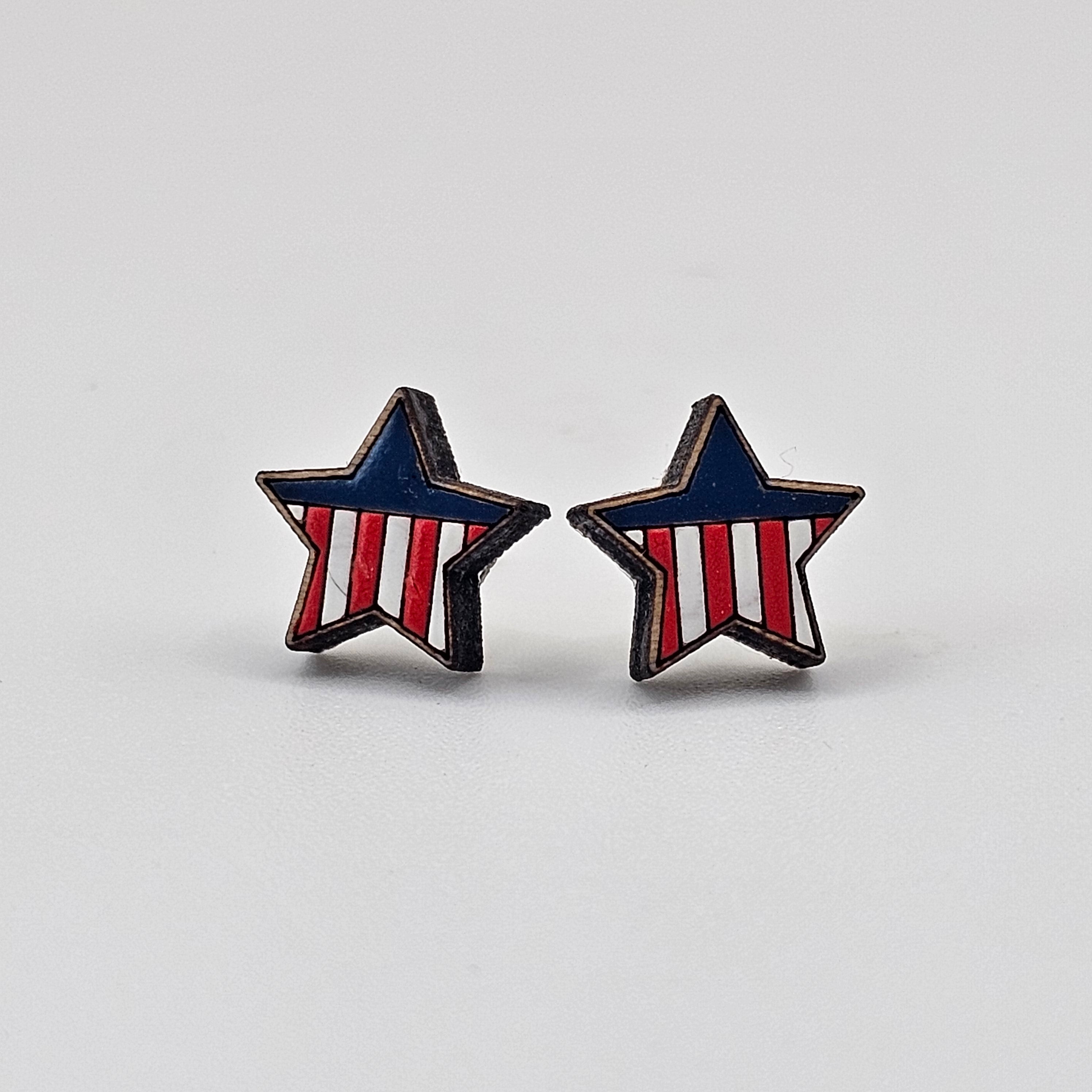 Americana Star Stud Earring | Hand-Painted | Surgical Steel - SEHOS22