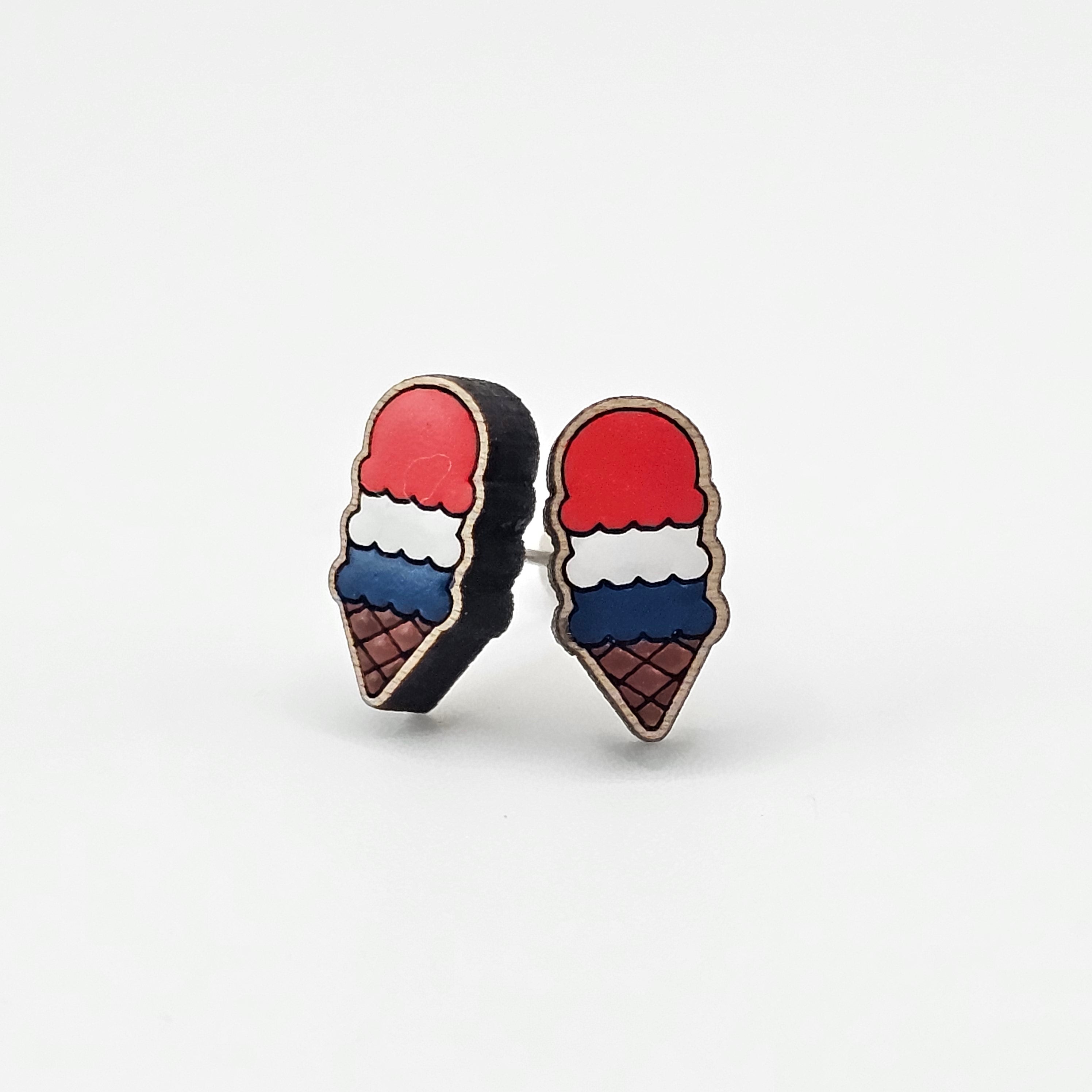 Stars, Stripes & Scoops Stud Earring | Hand-Painted | Surgical Steel - SEHOS25
