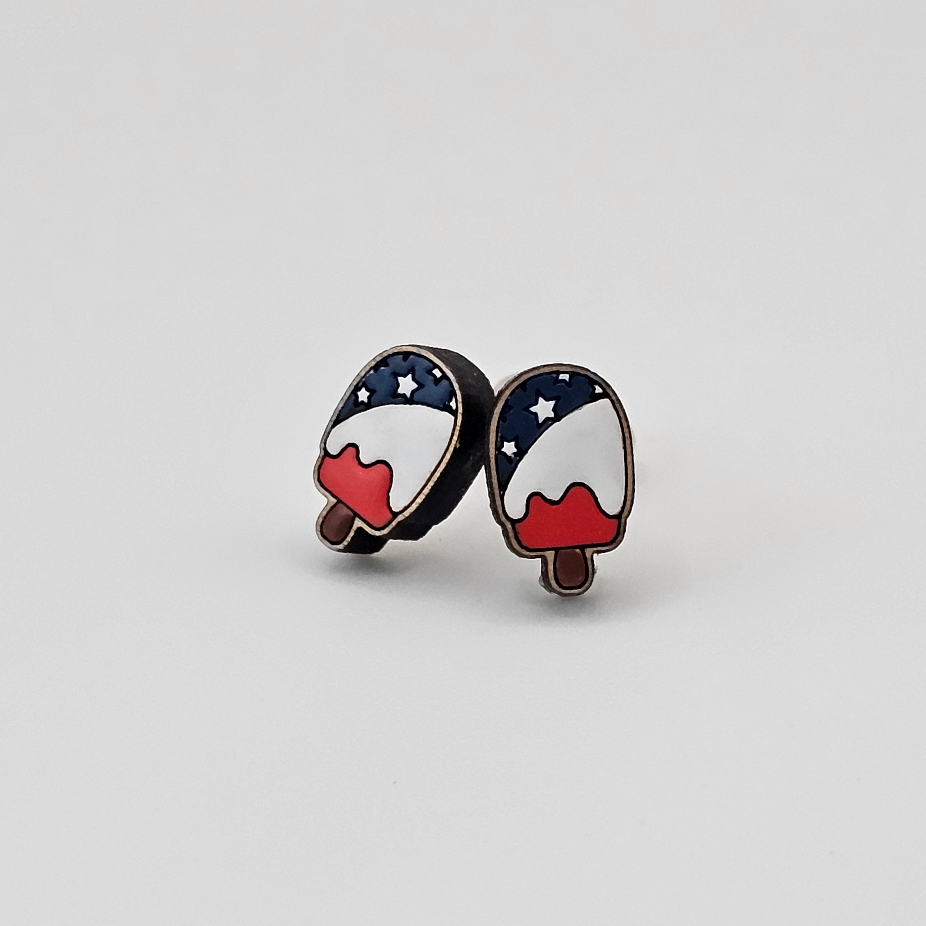 Star-Spangled Popsicles Stud Earring | Hand-Painted | Surgical Steel - SEHOS26