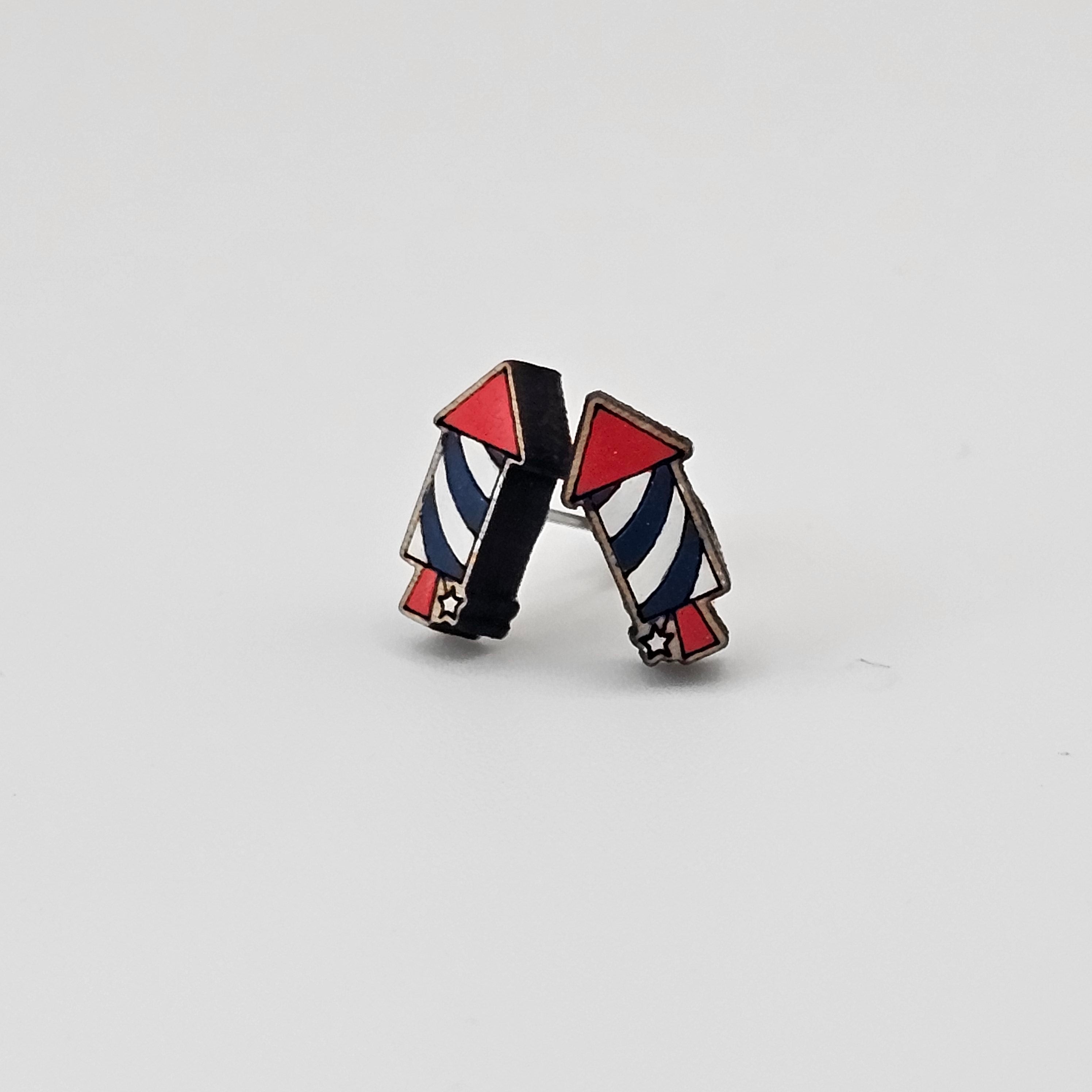 Classic Firework Rocket Stud Earring | Hand-Painted | Surgical Steel - SEHOS31
