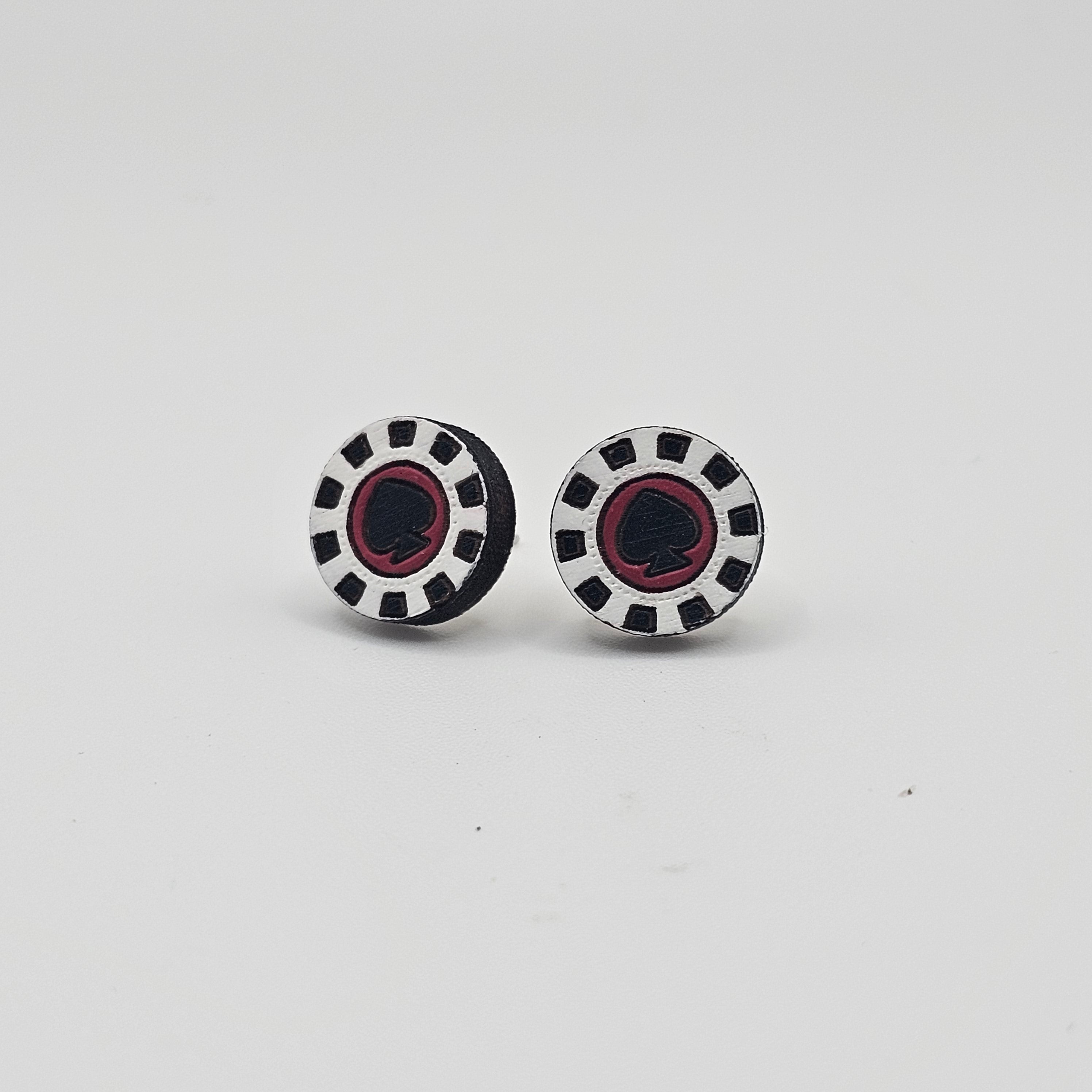 Poker Chip Stud Earring | Hand-Painted | Surgical Steel - SEHPD1