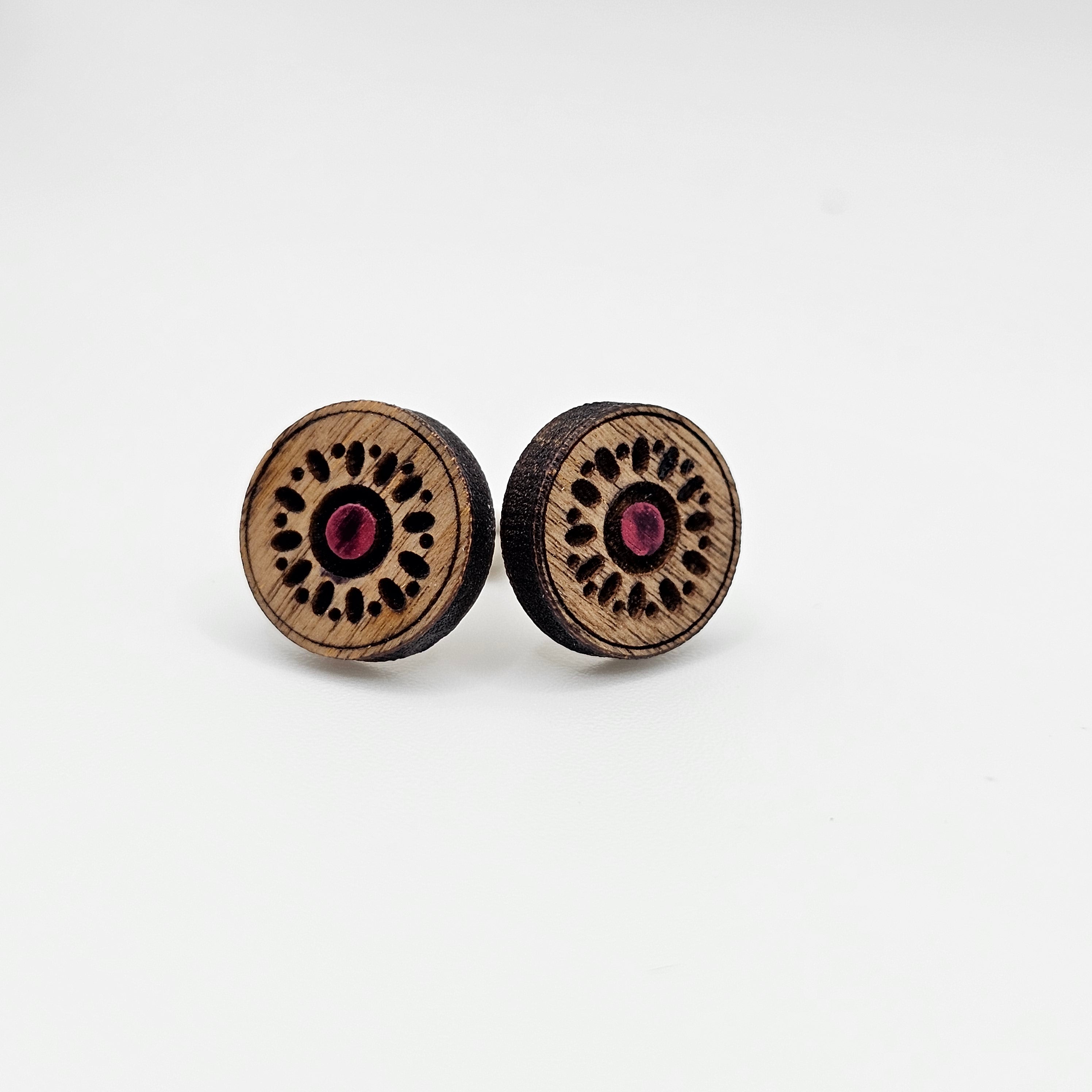 Sunburst Pattern Stud Earrings | Hand-Painted | Surgical Steel - SEHPP3