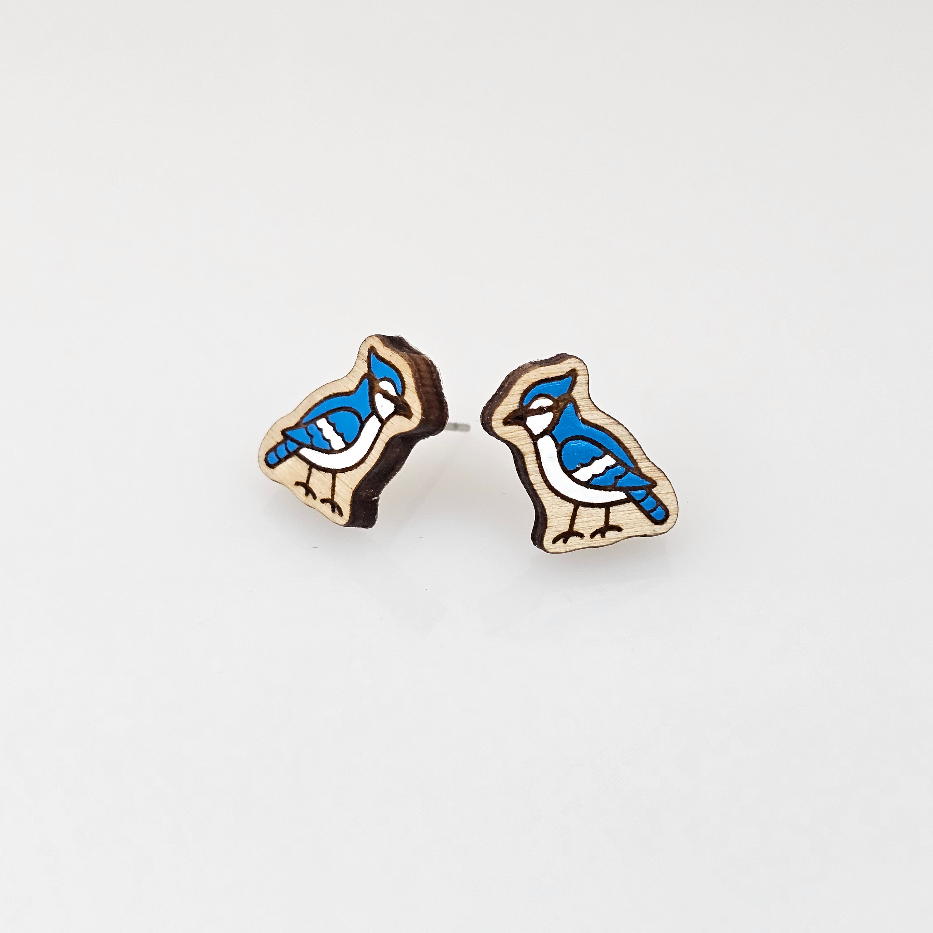 Blue Jay Stud Earring | Hand-Painted | Surgical Steel - SEHPX1
