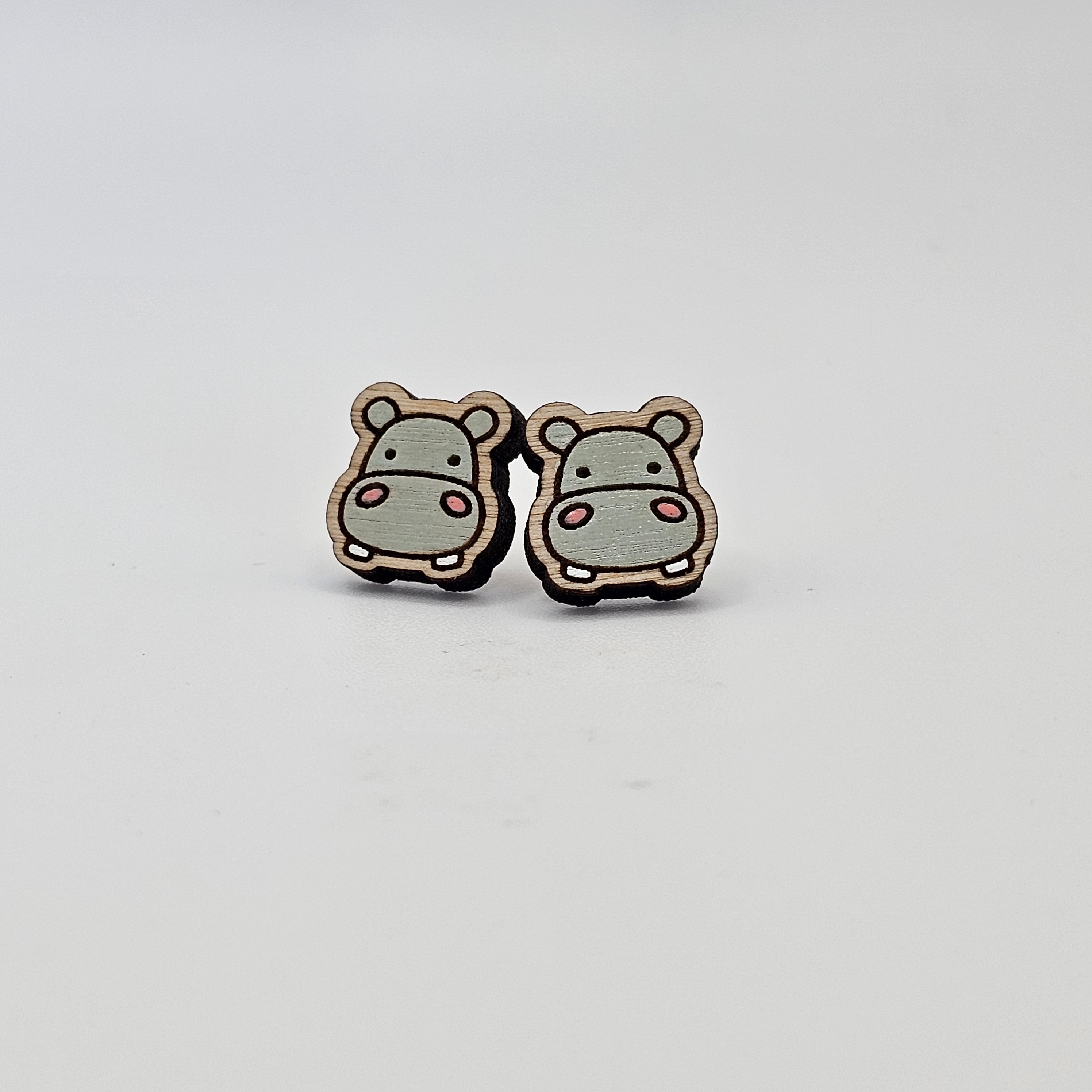 Safari Hippo Stud Earring | Hand-Painted | Surgical Steel - SEHPX14