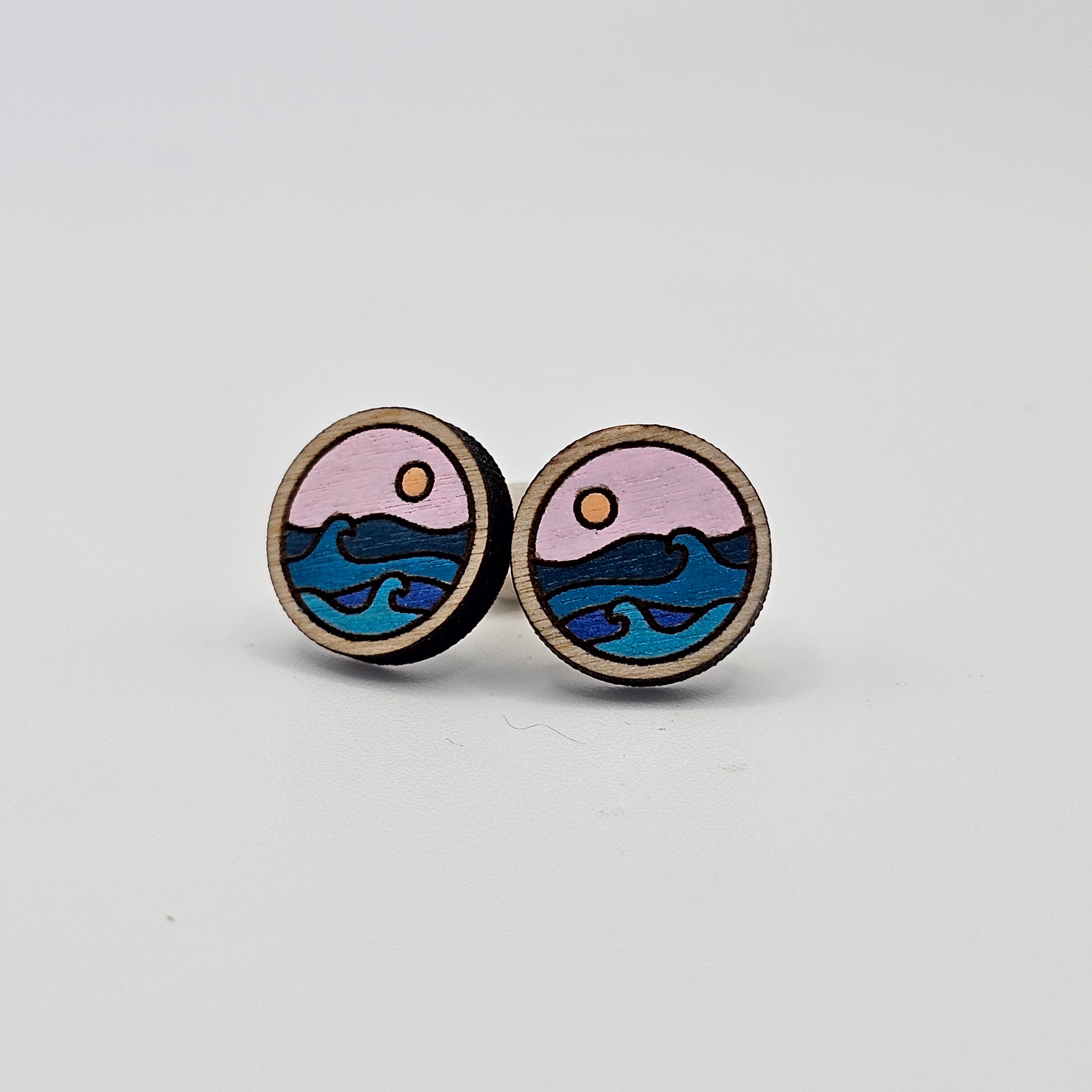 Evening Waves Stud Earring | Hand-Painted | Surgical Steel - SEHPX31