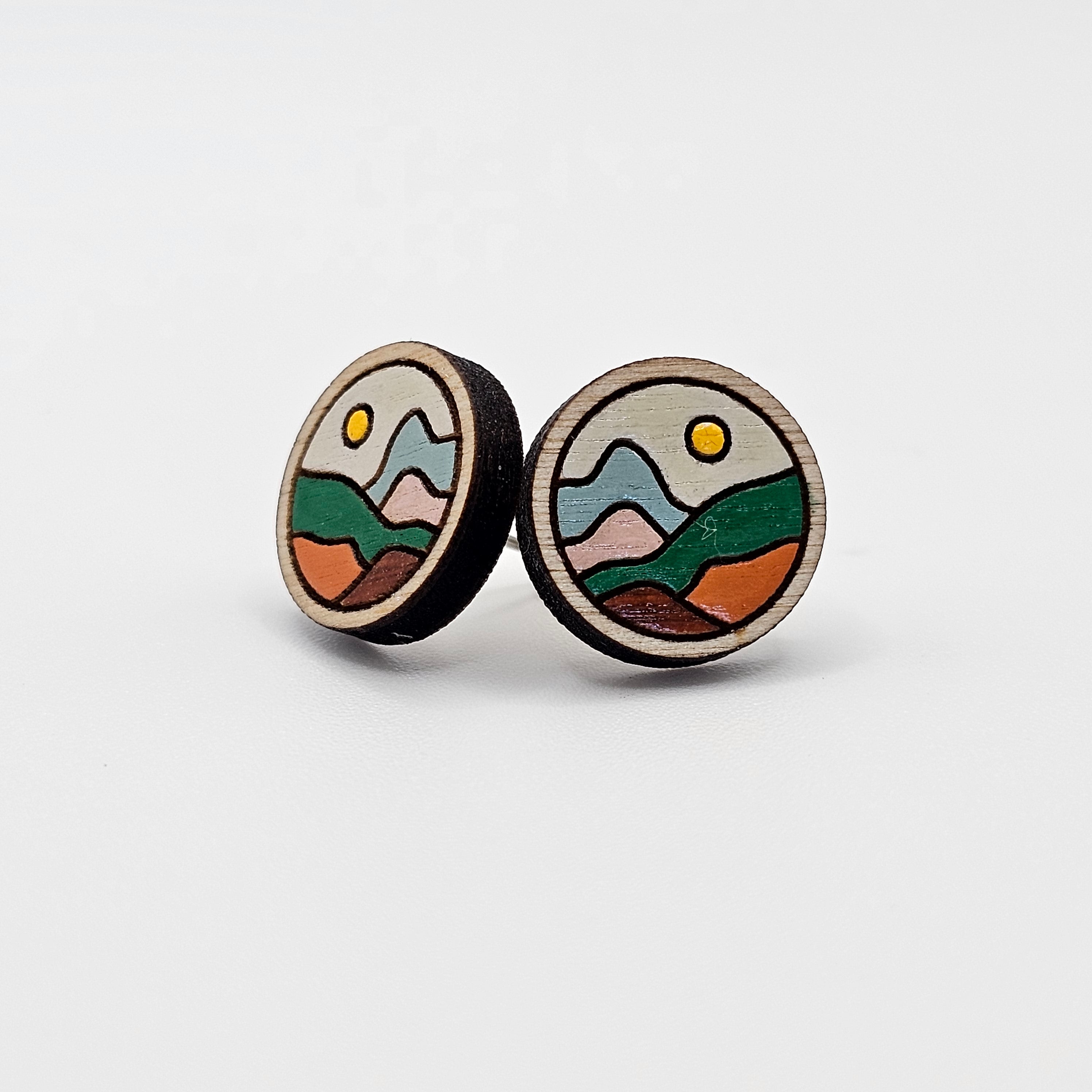 Painted Peaks Stud Earring | Hand-Painted | Surgical Steel - SEHPX35