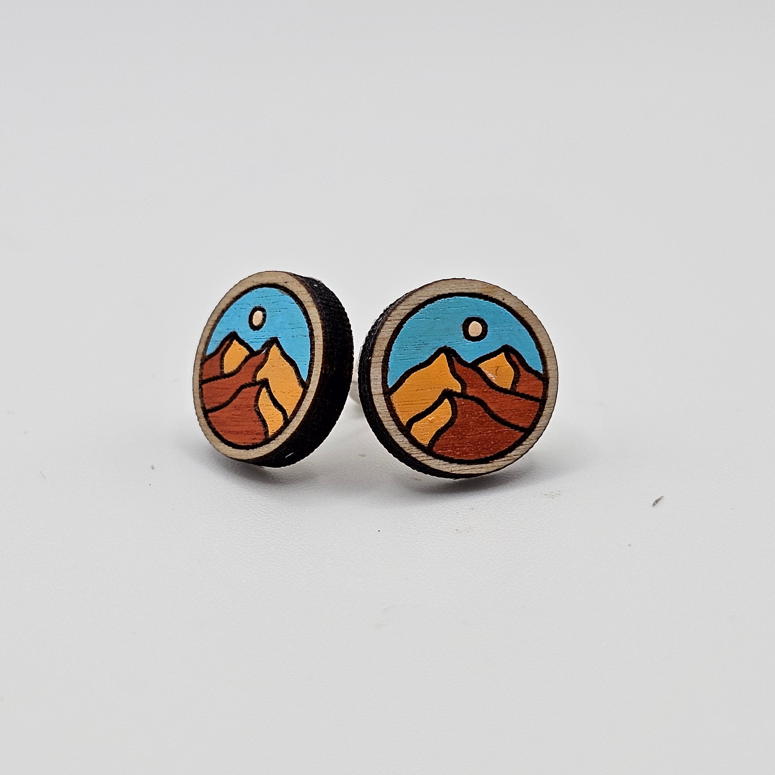 Desert Moonrise Stud Earring | Hand-Painted | Surgical Steel - SEHPX37