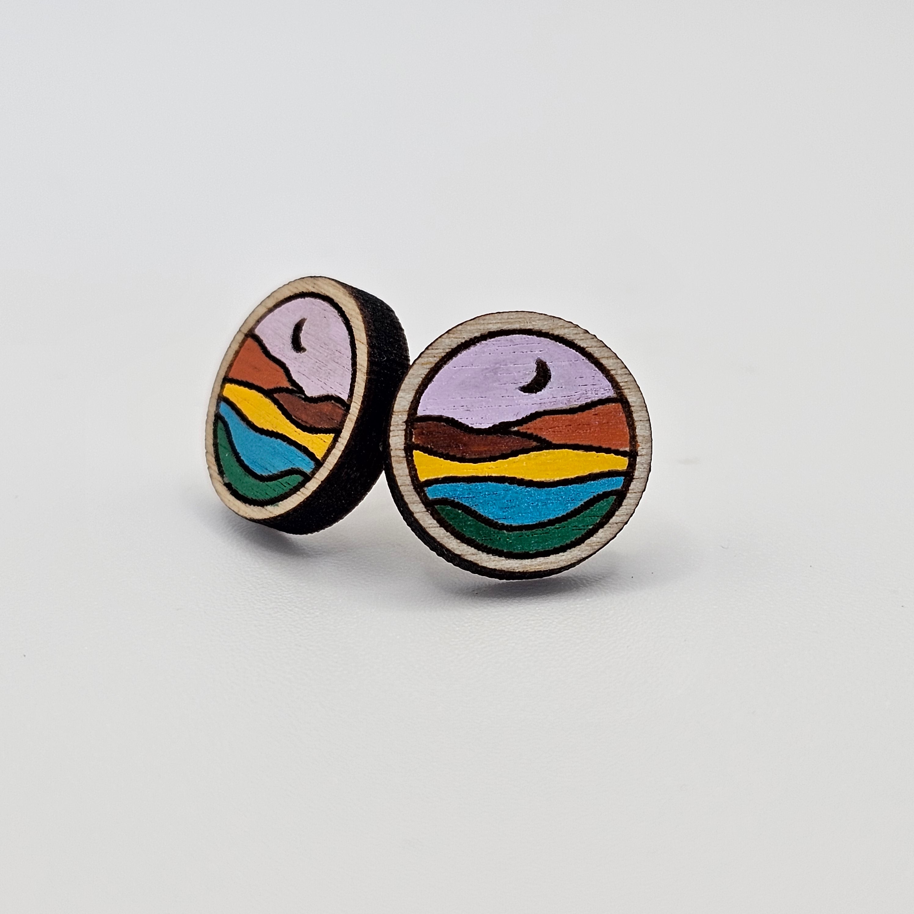 Crescent Over Canyon Stud Earring | Hand-Painted | Surgical Steel - SEHPX38
