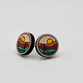 Sunset Over Saguaro Stud Earring | Hand-Painted | Surgical Steel - SEHPX40