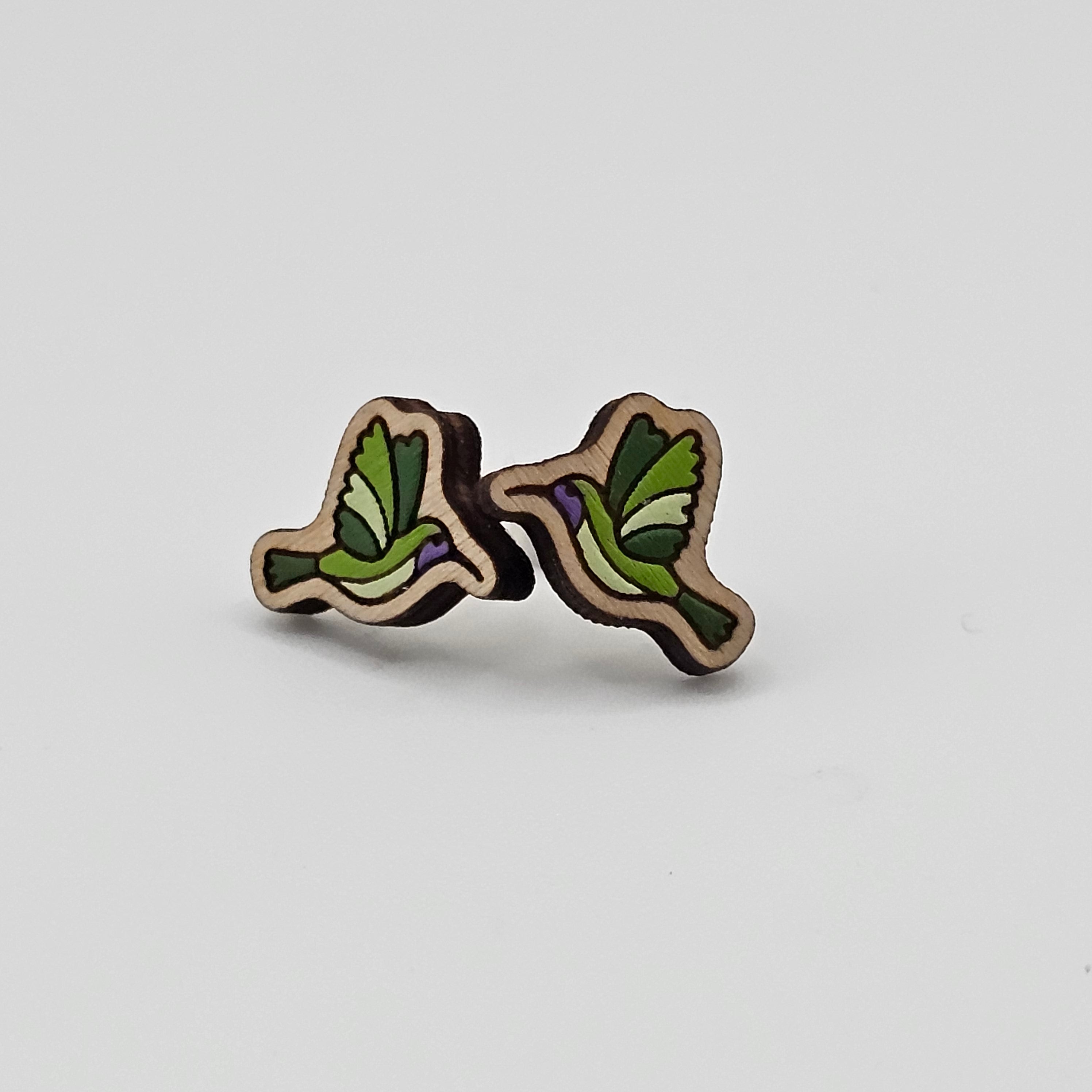 Black-chinned Hummingbird Stud Earrings | Hand-Painted | Surgical Steel - SEHPX58
