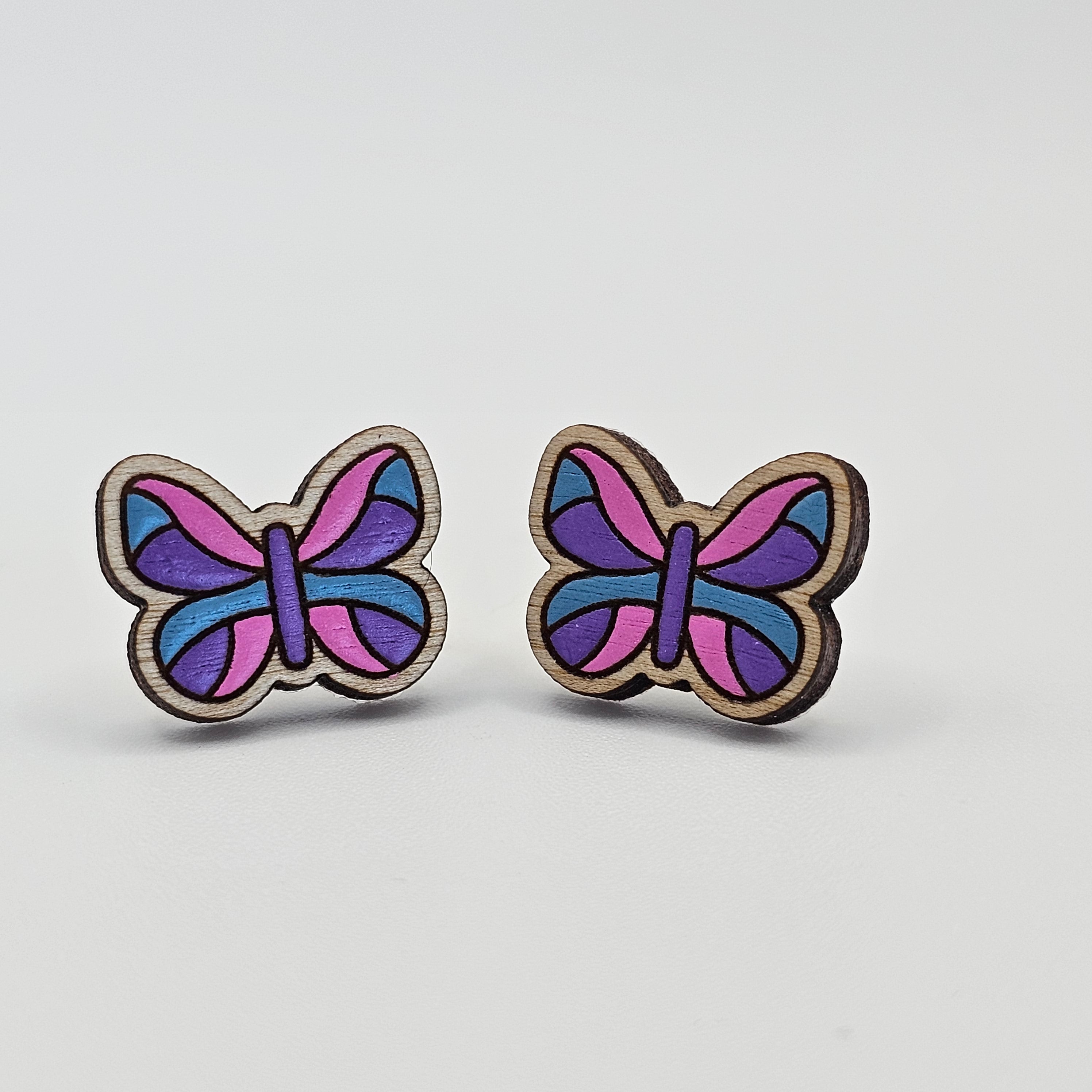Cotton Candy Flutter Stud Earring | Hand-Painted | Surgical Steel - SEHPX73