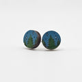 Starry Night Forest Stud Earrings | Laser Engraved Wood | Surgical Steel - SEHSM2