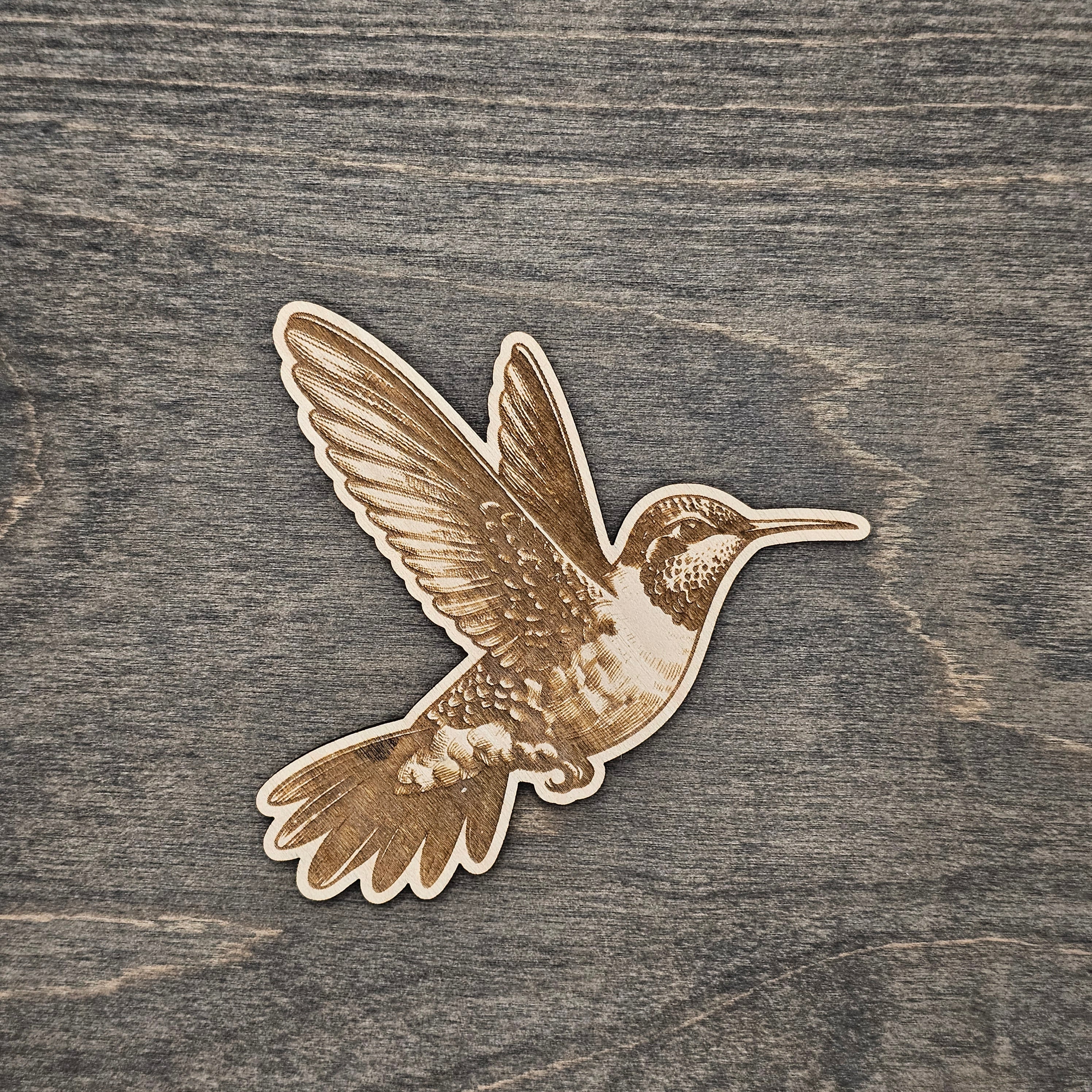 Hummingbird Wildlife Magnet | Laser Engraved Wood - MBCR5