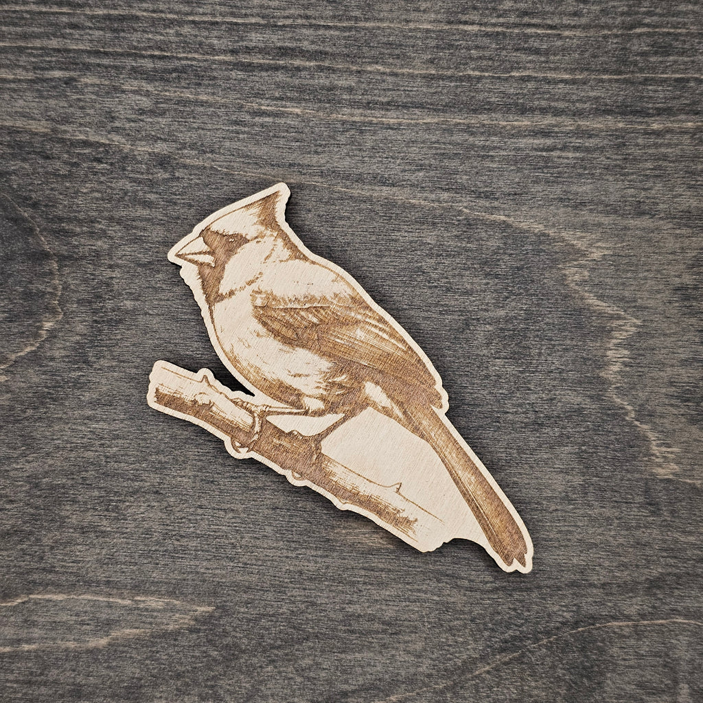 Northern Cardinal Wildlife Magnet | Laser Engraved Wood - MBCR2