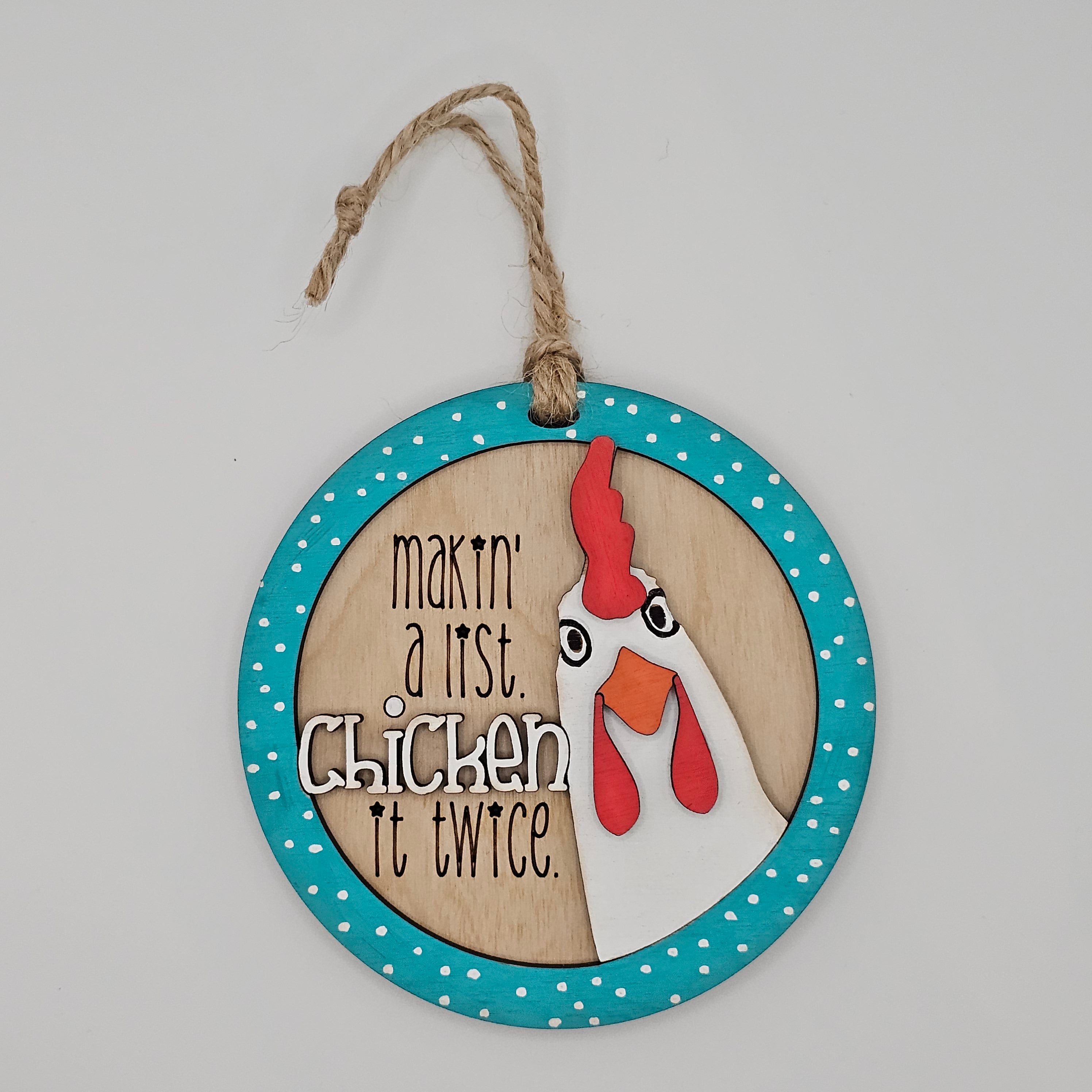 Makin' a List, Chicken It Twice | Christmas Ornament, Choose Your Color - OWGU1