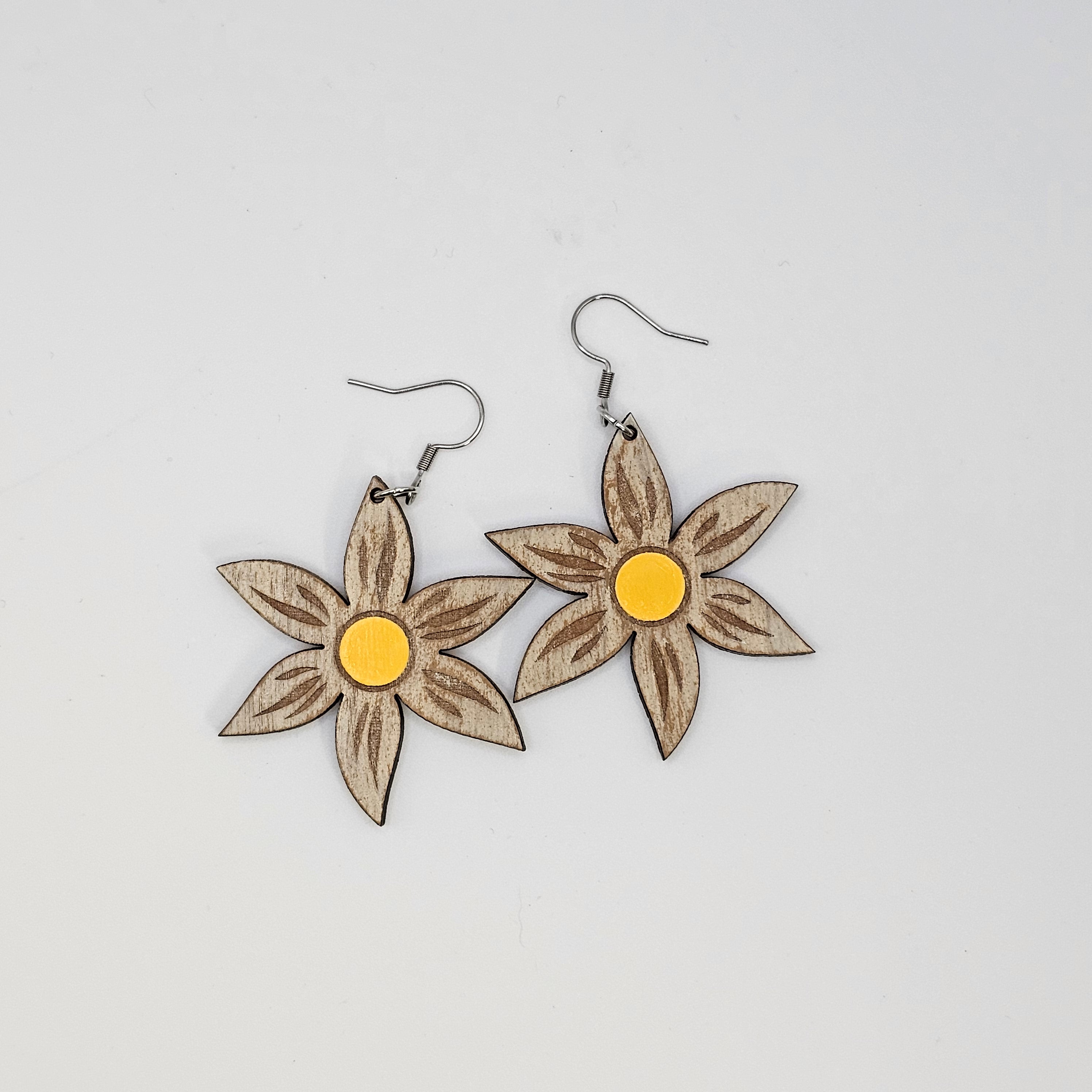 Prairie Flower Drop Earrings | Hand-Painted | Surgical Steel - DEHSC9