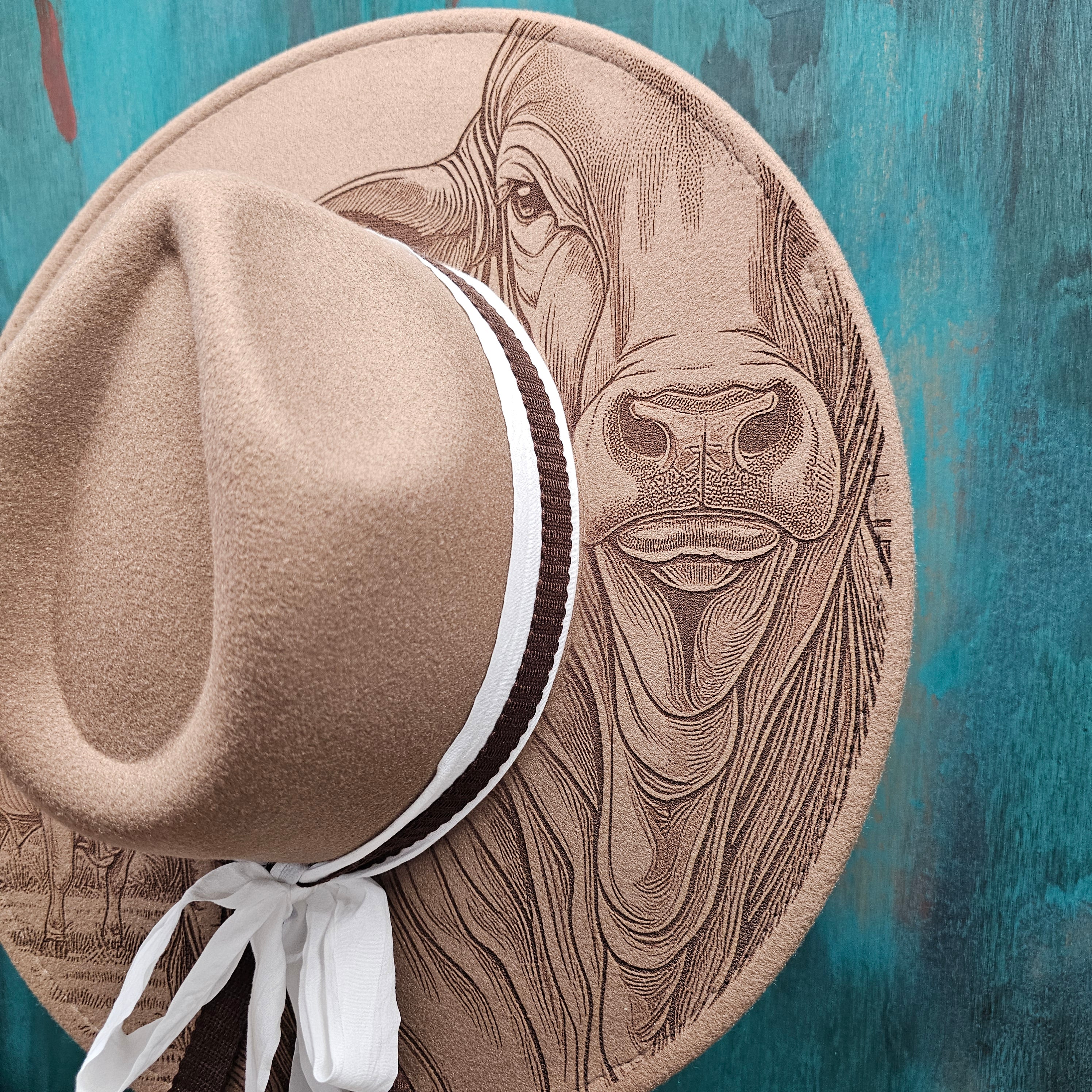 Brahman Cattle Engraved Cowboy Hat