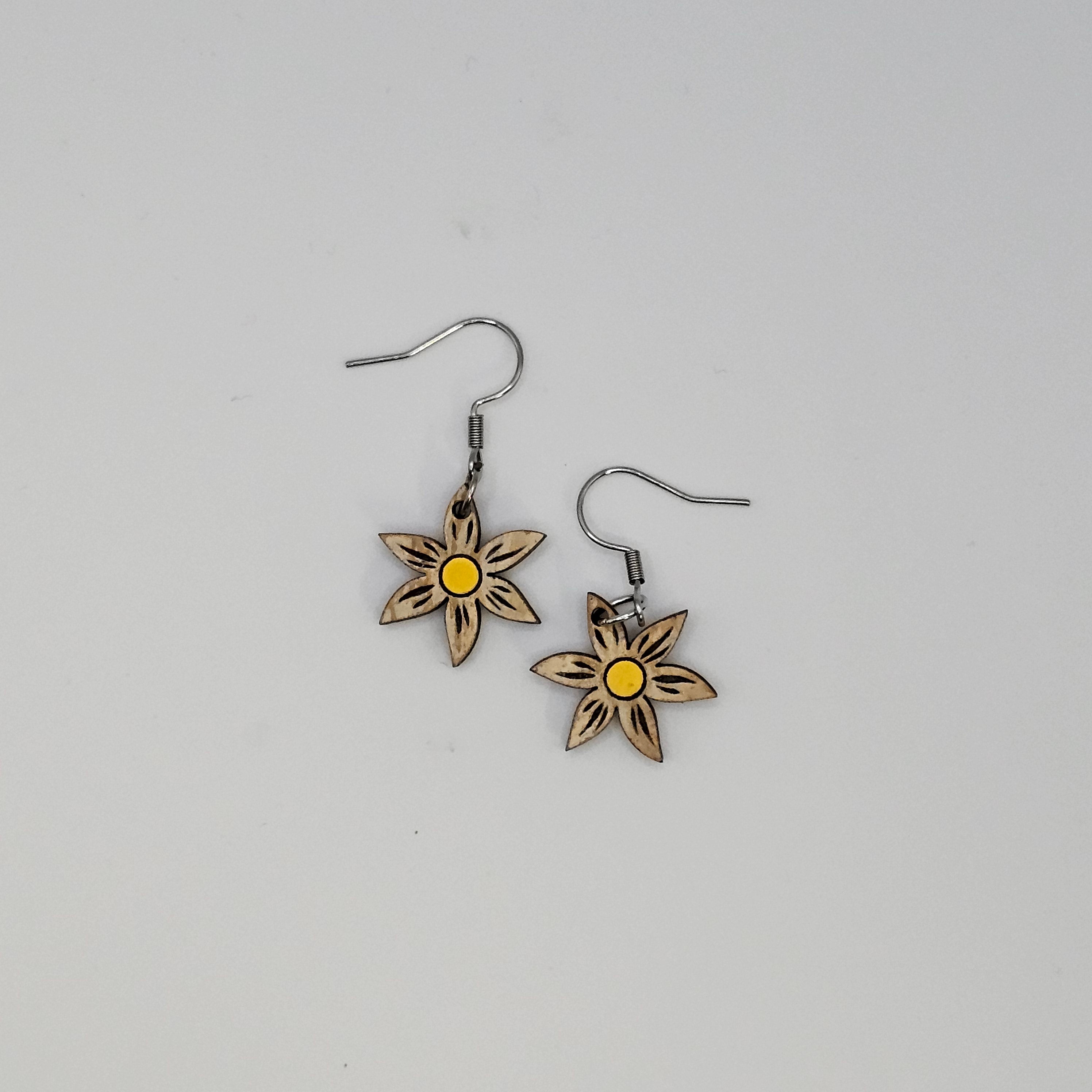 Prairie Flower Drop Earrings | Hand-Painted | Surgical Steel - DEHSC9