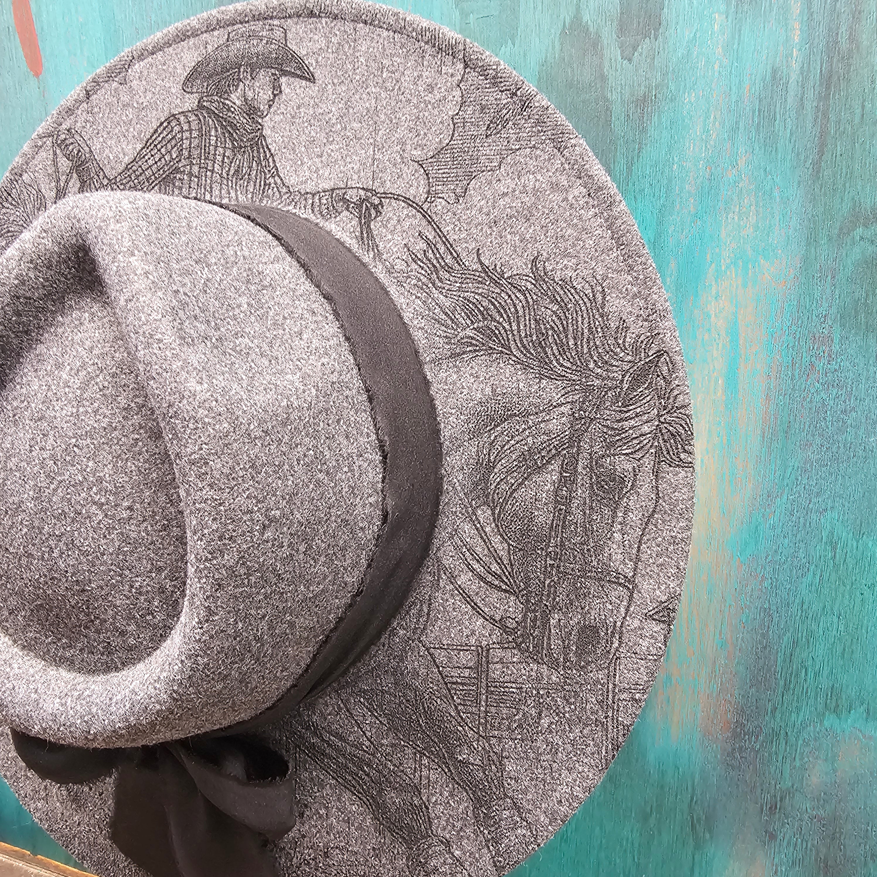 Rodeo Bronc Rider Engraved Cowboy Hat