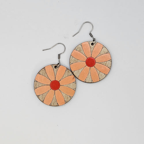 Blush Bloom Dangle Earrings | Hand-Painted Wood | Surgical Steel - DEHPP44