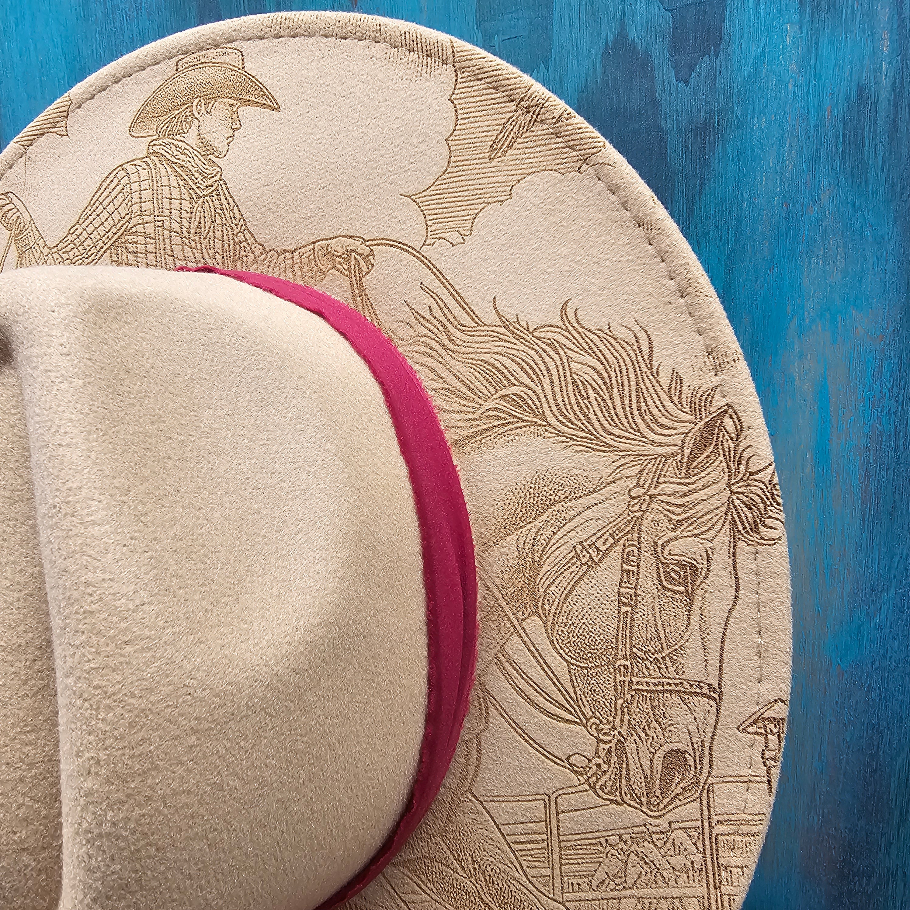 Rodeo Bronc Rider Engraved Cowboy Hat