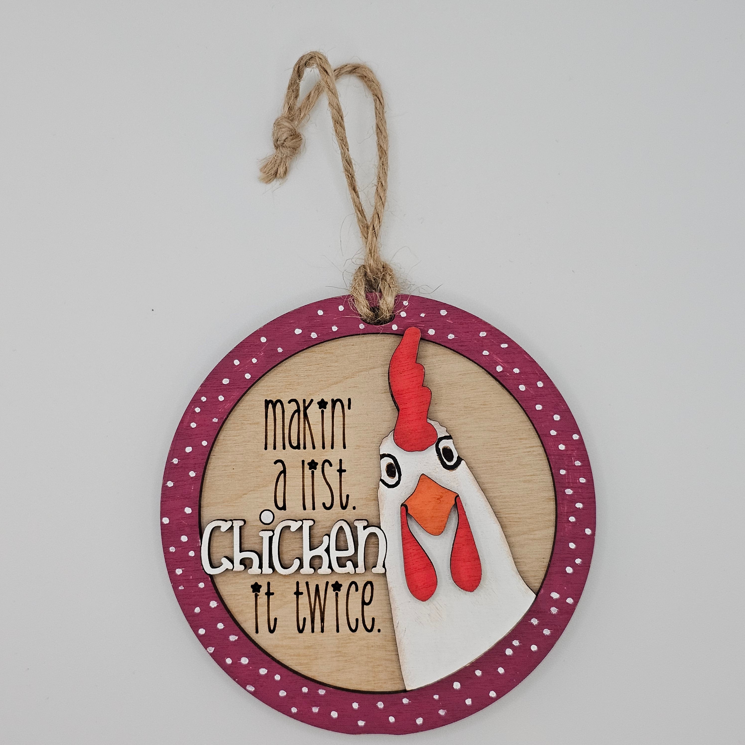 Makin' a List, Chicken It Twice | Christmas Ornament, Choose Your Color - OWGU1